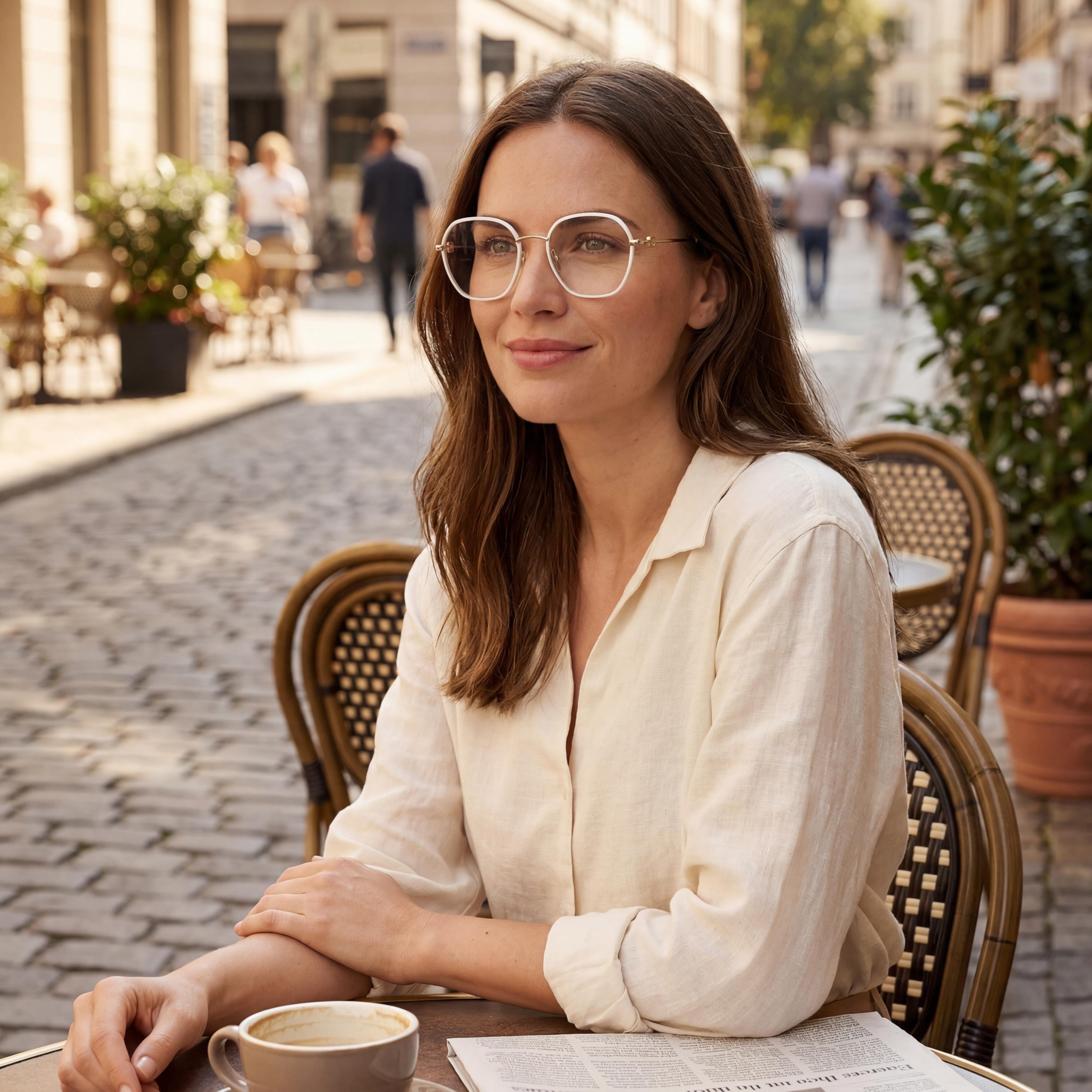 Gafas ópticas Tommy Hilfiger modernas para mujer, montura de metal dorado y marfil, lentes no polarizadas de 50 mm, Photo 5