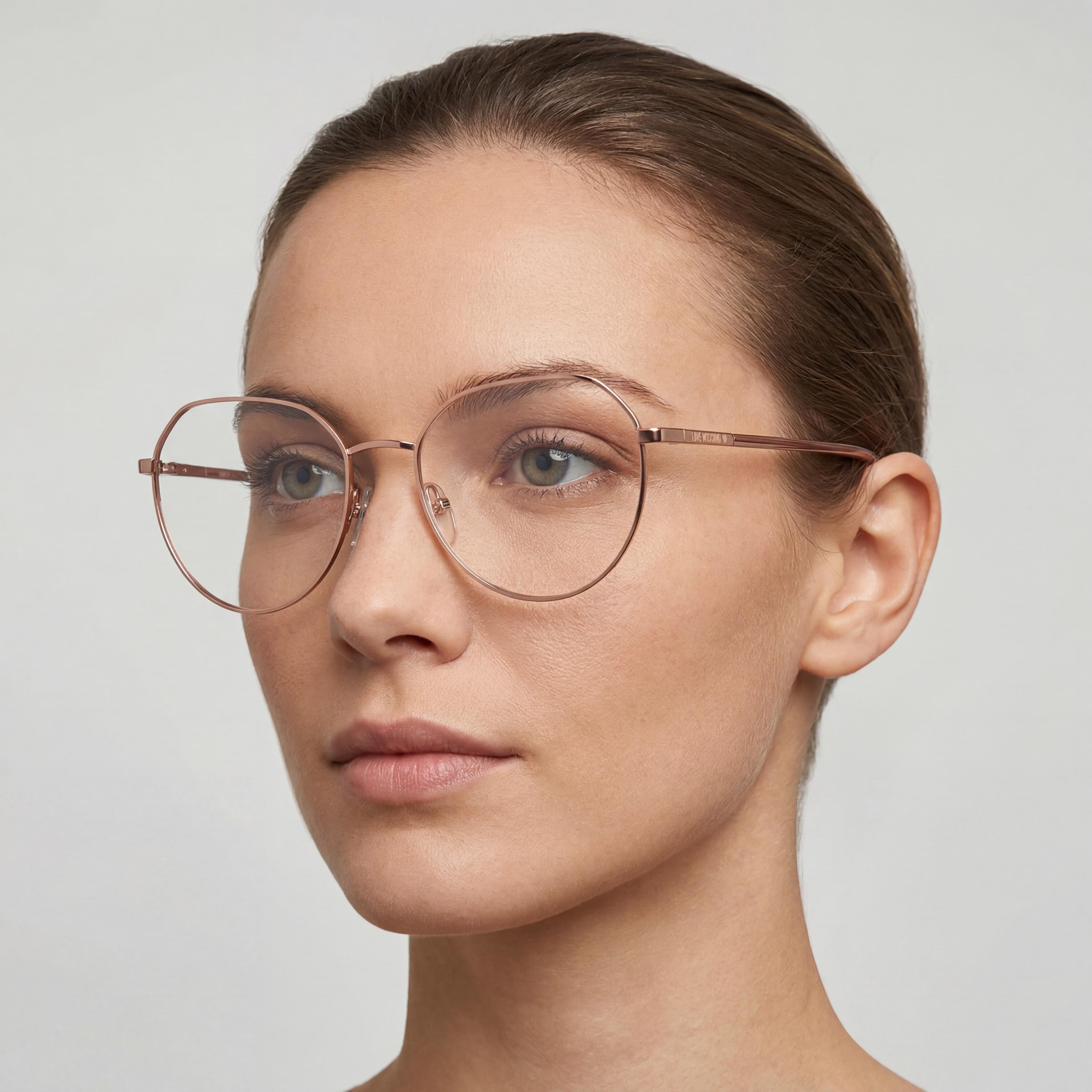 Love Moschino Logo Pill Women's Metal Optical Eyewear Gold Copper Prescription Ready 54-17-140, Photo 4