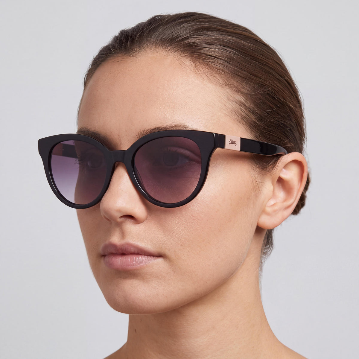 Gafas de sol Longchamp informales para mujer, montura en blanco y negro, lentes negras, acero inoxidable, protección UV, no polarizadas, 53 mm, Photo 4