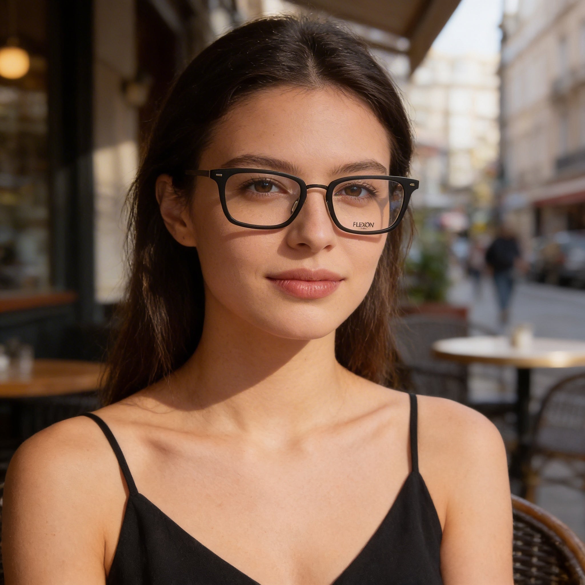 Flexon B2021 Unisex Black Metal Frame Eyeglasses with 54mm Lens Width, 20mm Bridge, 145mm Temple, Photo 4