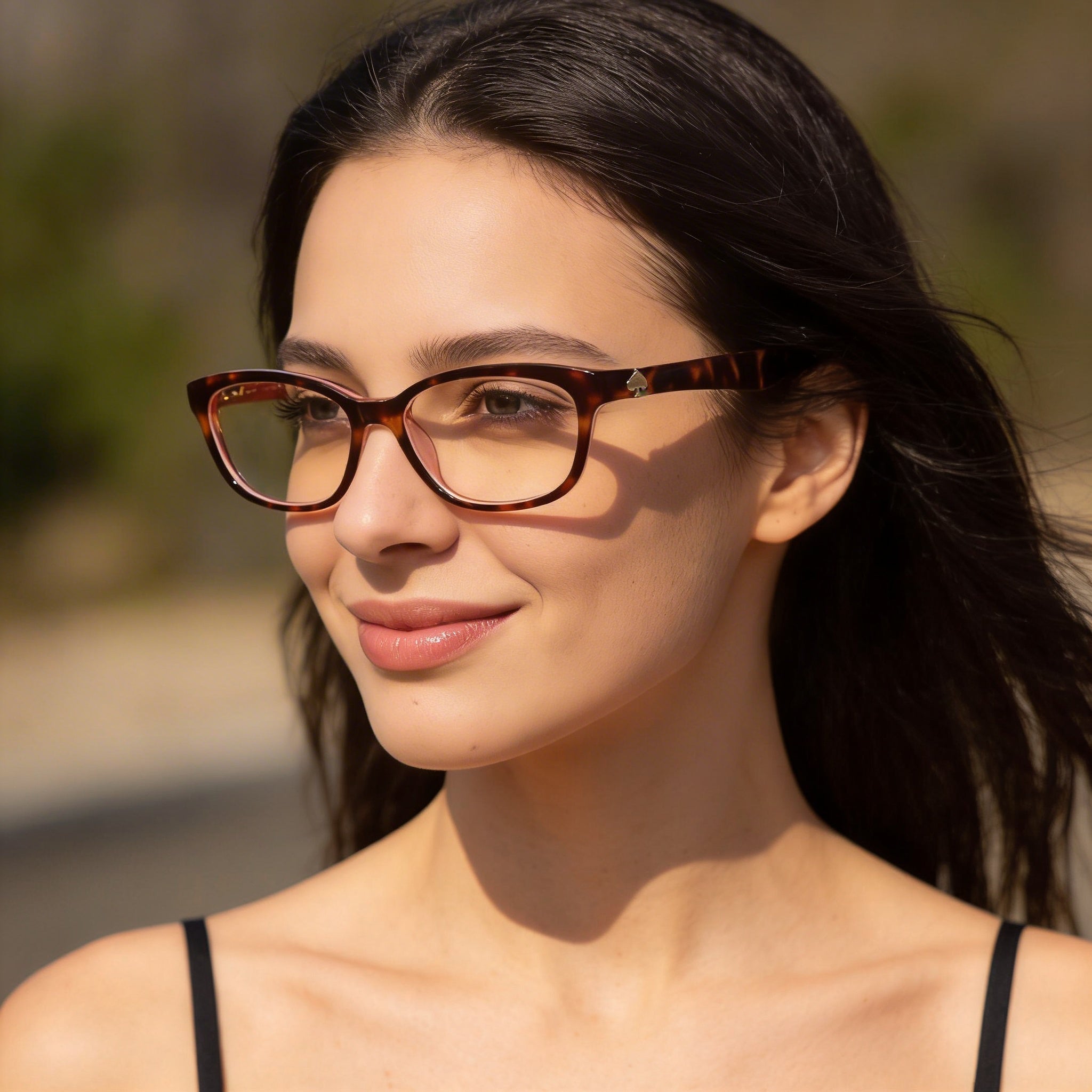 Gafas de acetato unisex Kate Spade New York Brylie con lentes de policarbonato transparente de 48 mm en color rosa habano, Photo 3