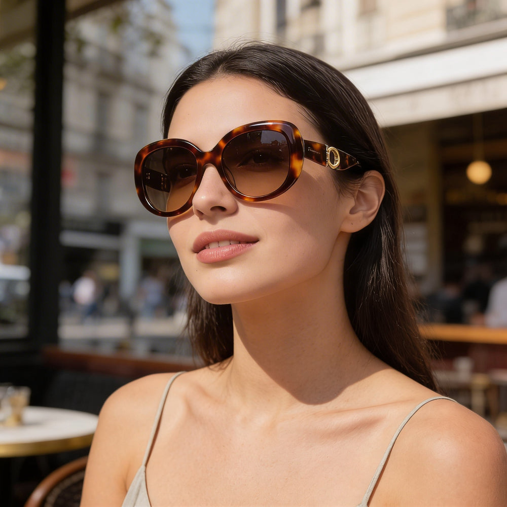 Ferragamo SF727s tortoiseshell sunglasses lifestyle outdoor shot