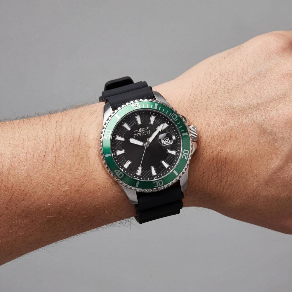 Reloj Invicta Pro Diver IN-46129-AMZUK para hombre, de acero inoxidable, esfera plateada y negra, de cuarzo, 45 mm