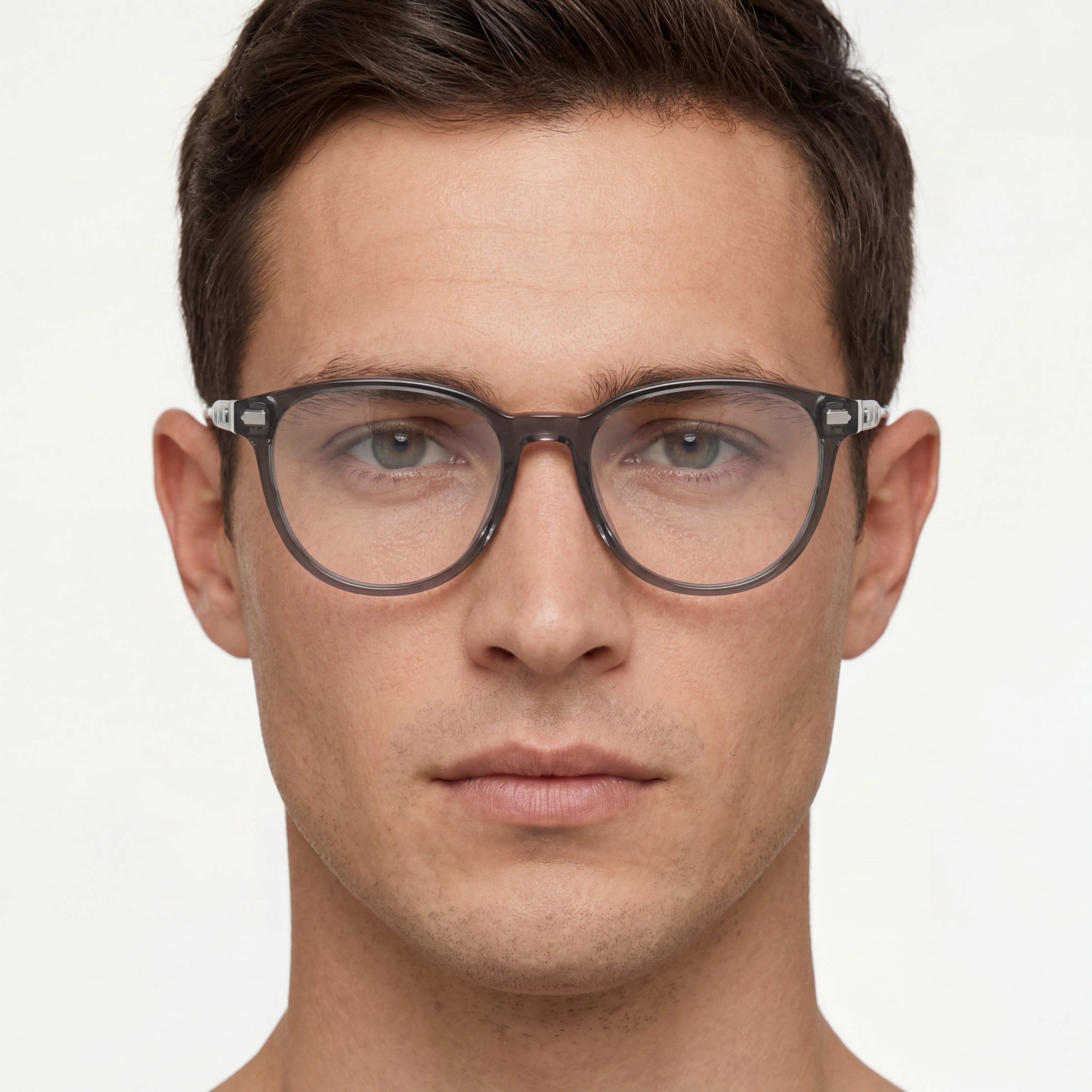 Armazones de gafas ópticas de plástico gris transparente redondas para hombre Coach Hc6265u Universal Fit 52-18-145, Photo 4