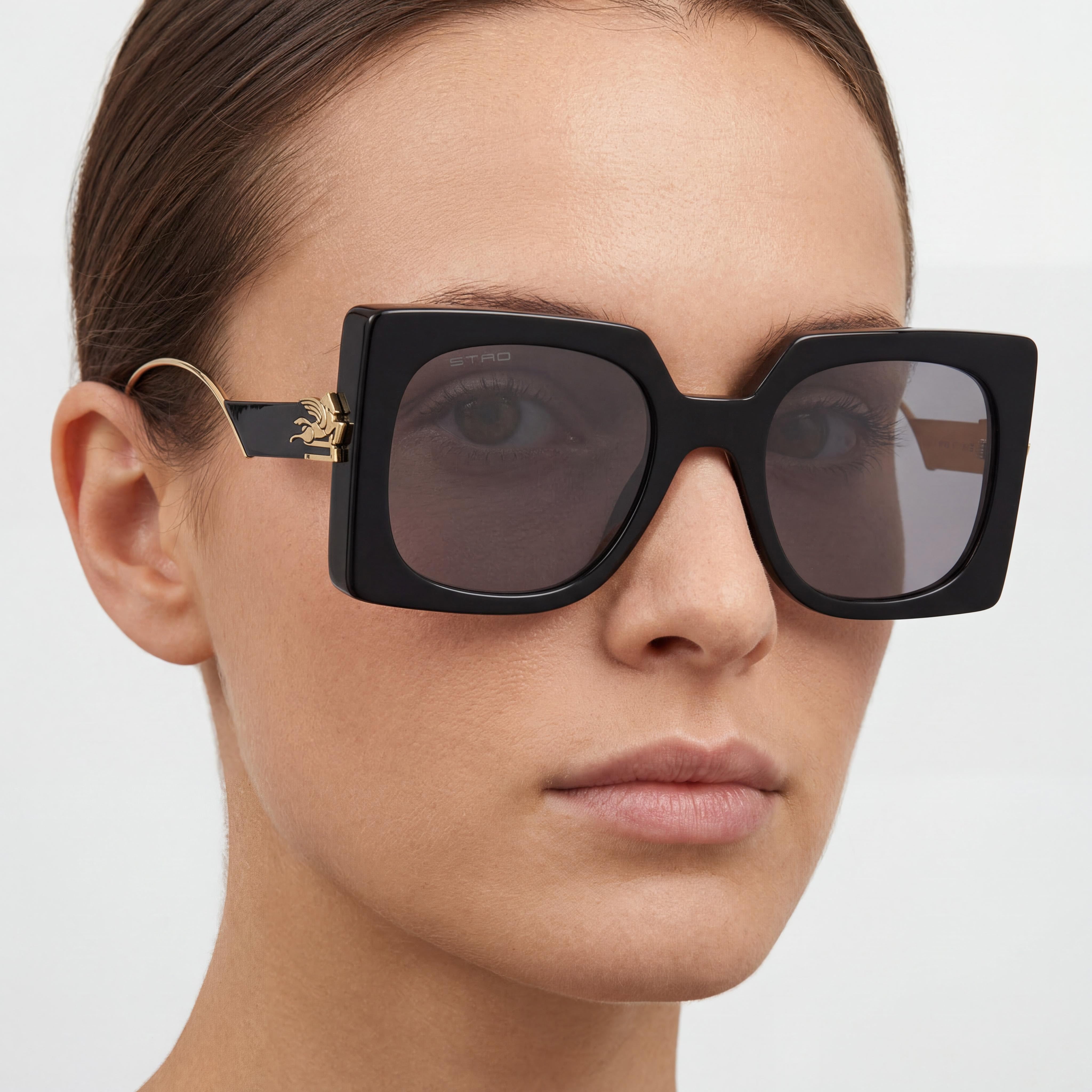 Etro Classic Women's Sunglasses, Acetate Frame in Black Grey, Black Non-Polarized Lenses 54mm, Photo 5