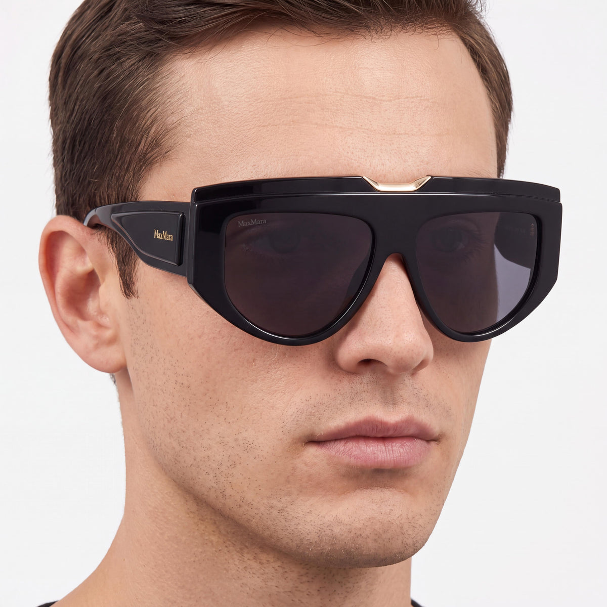MaxMara Mm0083 Men's Black Frame Smoke Non-Polarized Acetate Lenses Eyewear 57-15-135mm, Photo 4