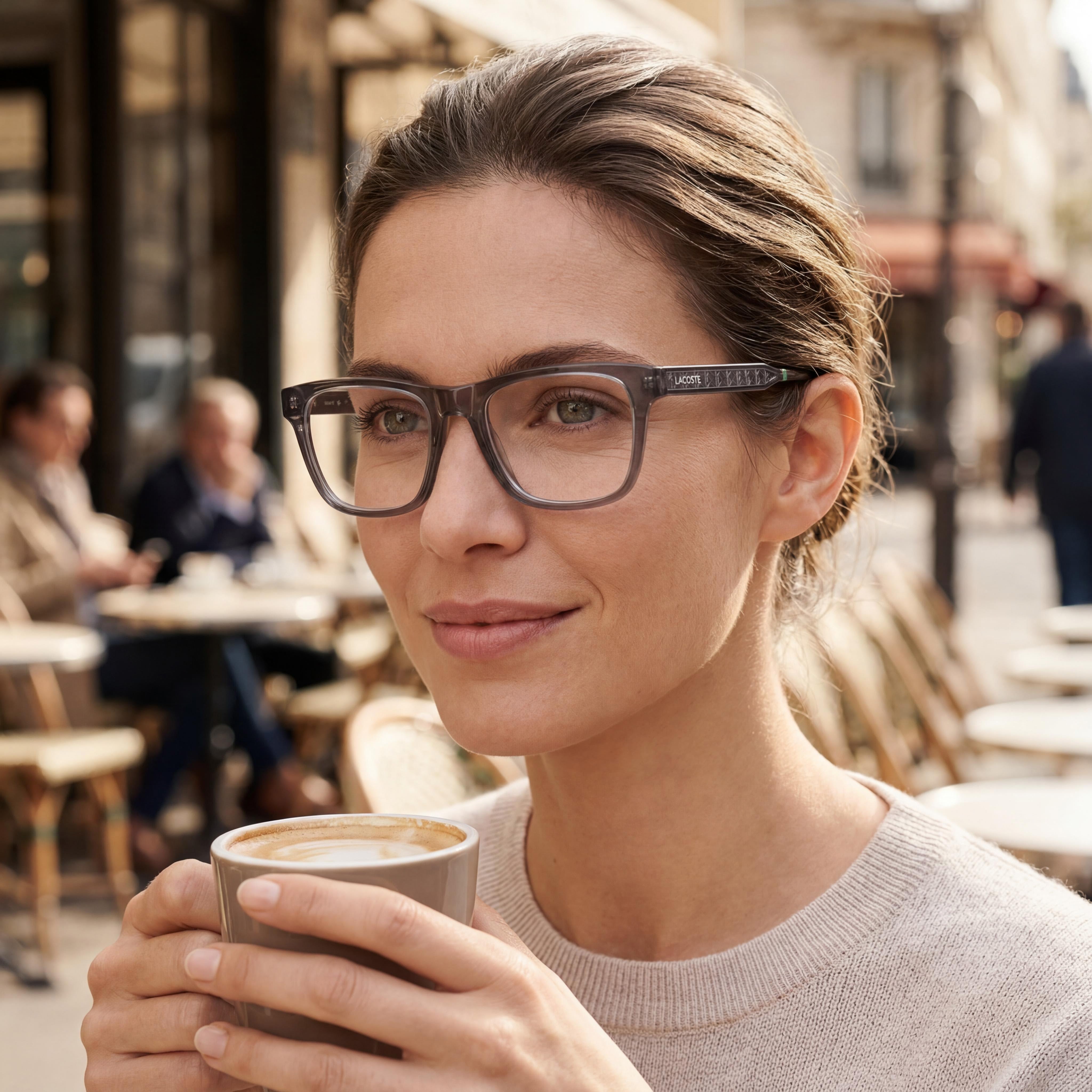 LACOSTE L2994lb Unisex Transparent Dark Grey Acetate Frame Eyewear with 52mm Lens, 18mm Bridge, 145mm Temple, Photo 4