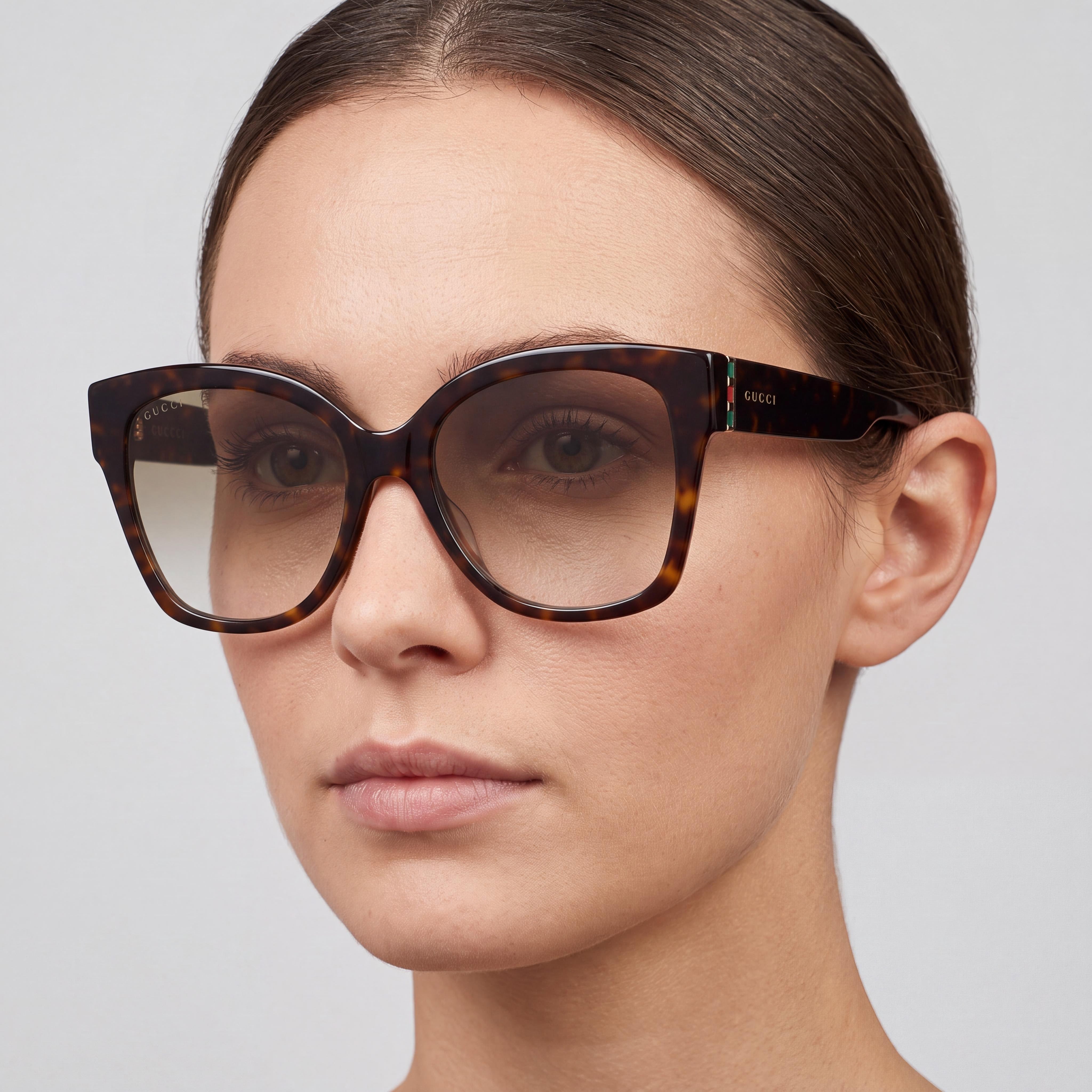 Gafas de sol Gucci Glam para mujer, color marrón habano oscuro, sin polarizar, con protección UV, lentes de 54 mm, Photo 5