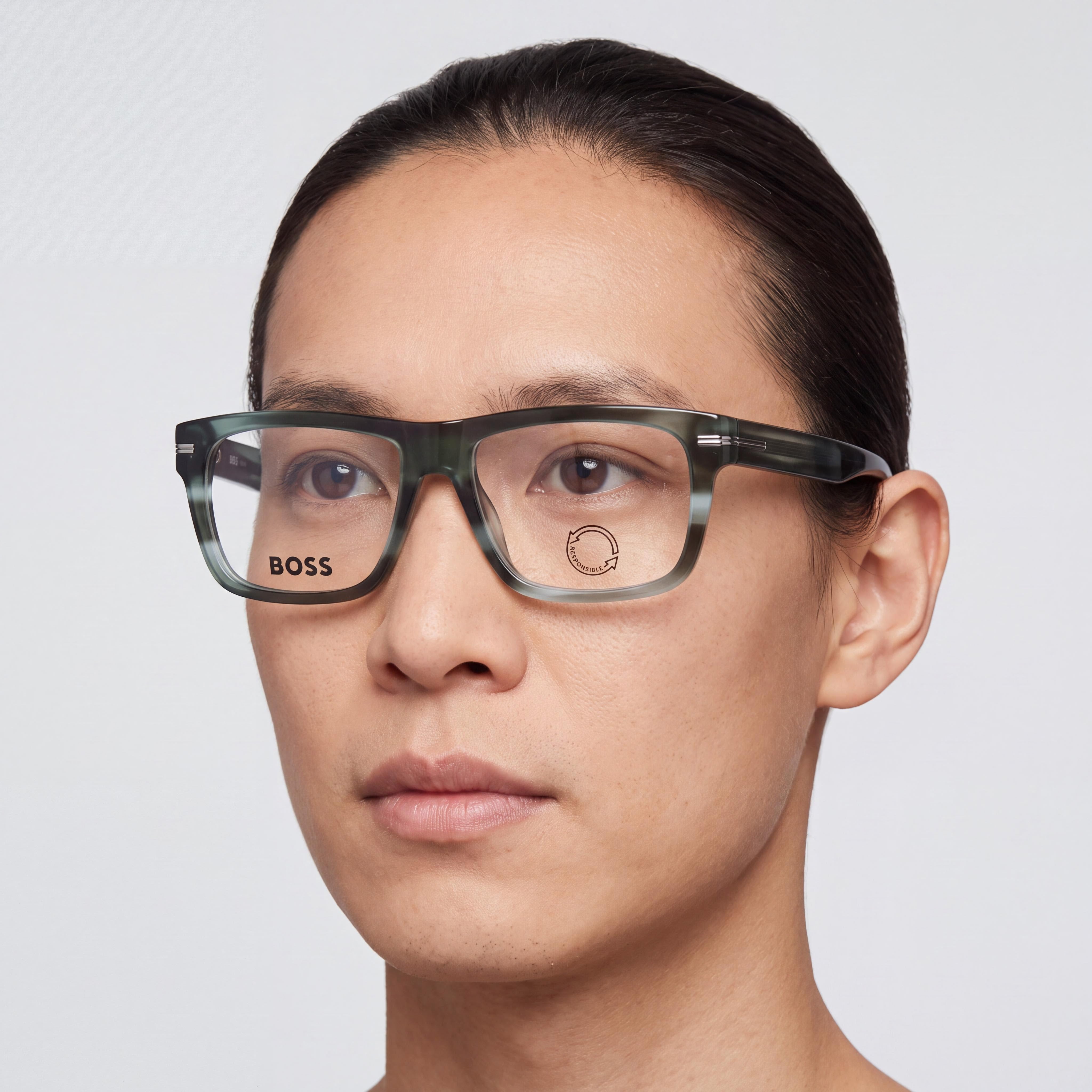 Hugo Boss Boss 1503 Unisex Green Horn Acetate Sunglasses with Non-Polarized Iridium UV Protection 53mm, Photo 4