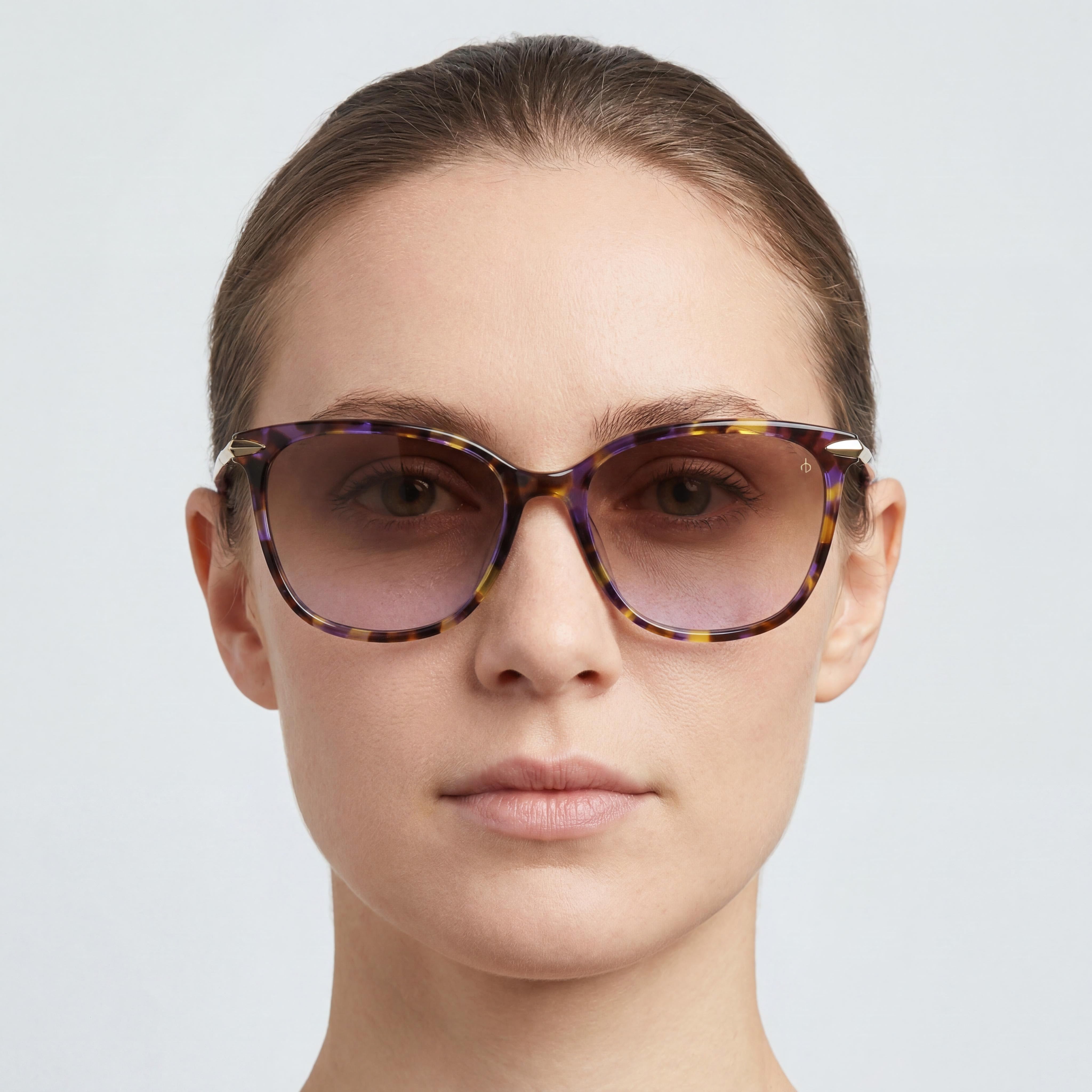 Gafas de sol para mujer rag & bone con montura rectangular de acetato y protección UV color marrón violeta habano 55 mm, Photo 4
