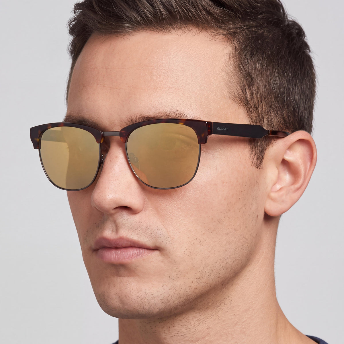 GANT Modern Men's Tortoiseshell Plastic Sunglasses with Gold Lenses, Non-Polarized, 100% UV Protection, 54mm, Photo 2