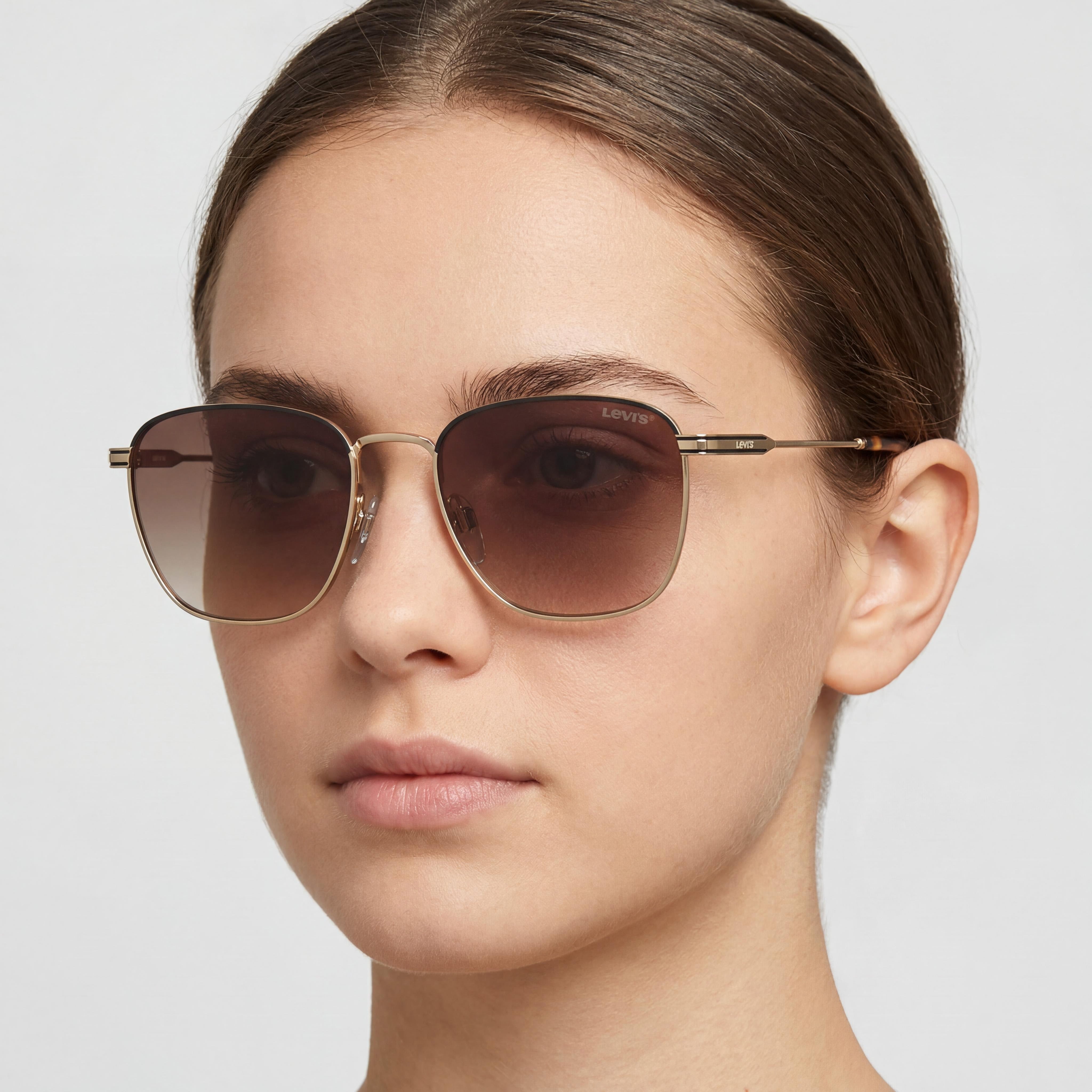 Levi's Lv 1016/S Unisex Stainless Steel Gold Brown Gradient Non-Polarized UV Protected Sunglasses 52mm, Photo 3