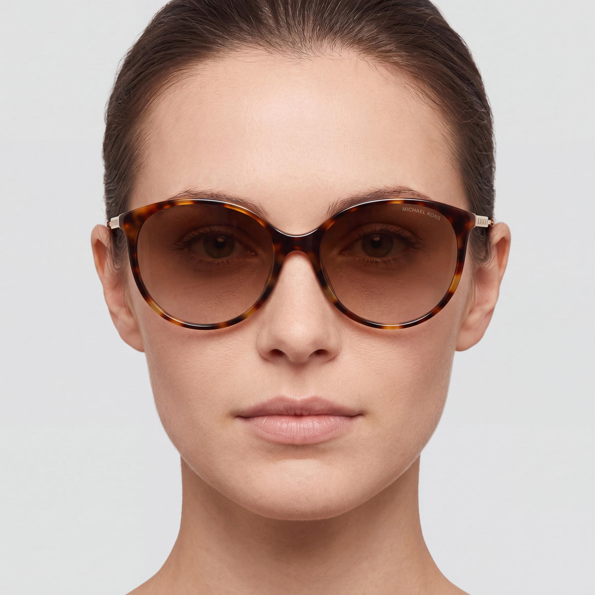 Michael Kors Cruz Bay Women's Round Amber Tortoise/Brown Gradient Metal UV Protection Sunglasses 56mm, Photo 4