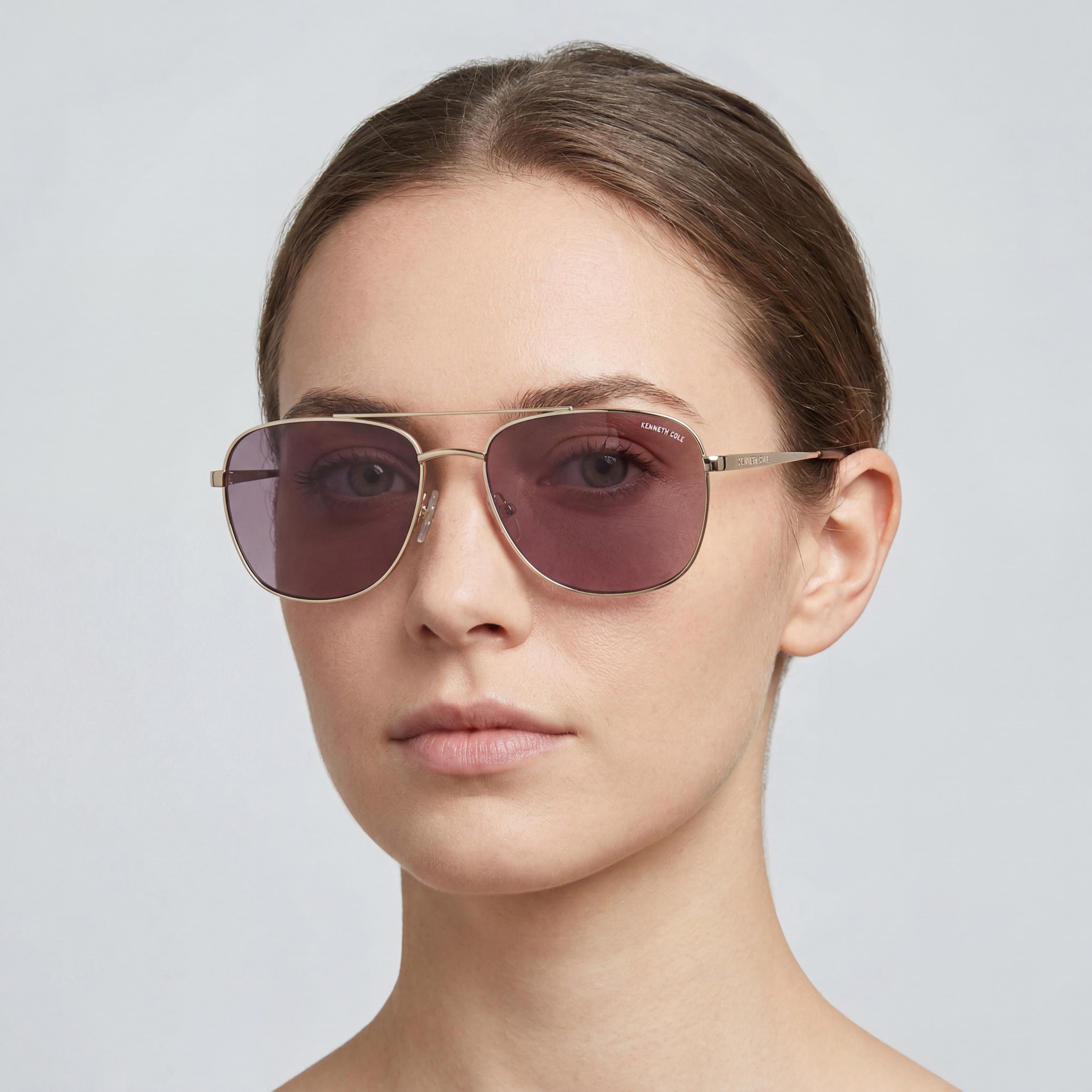 Gafas de sol Kenneth Cole New York Kc5932f de metal para mujer, montura marrón con degradado dorado, lentes marrones con degradado, 59 mm, Photo 4
