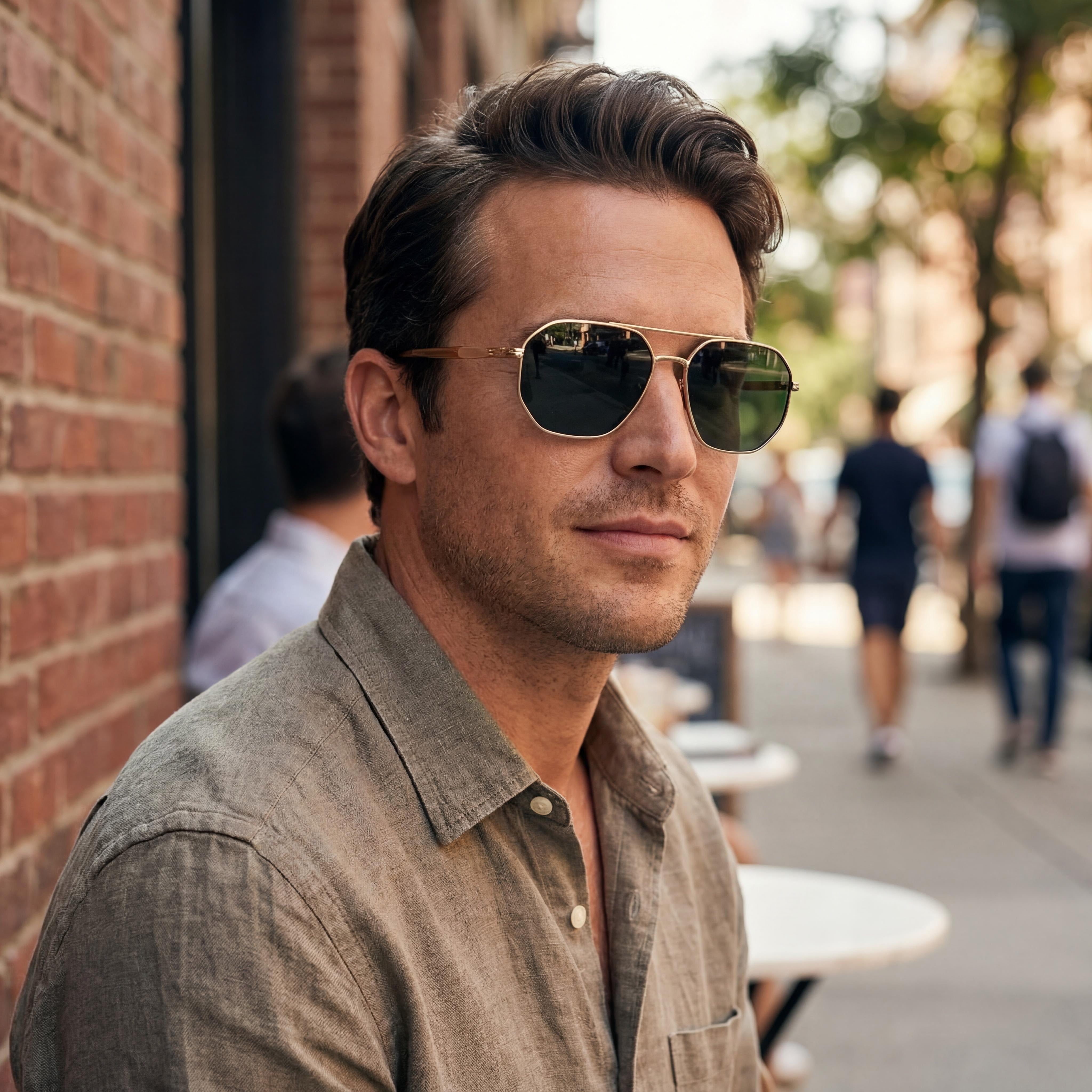 Beckham Modern Men's Metal Frame Sunglasses, Gold Horn Color, Polycarbonate Lenses, 60mm Lens Width, Photo 5