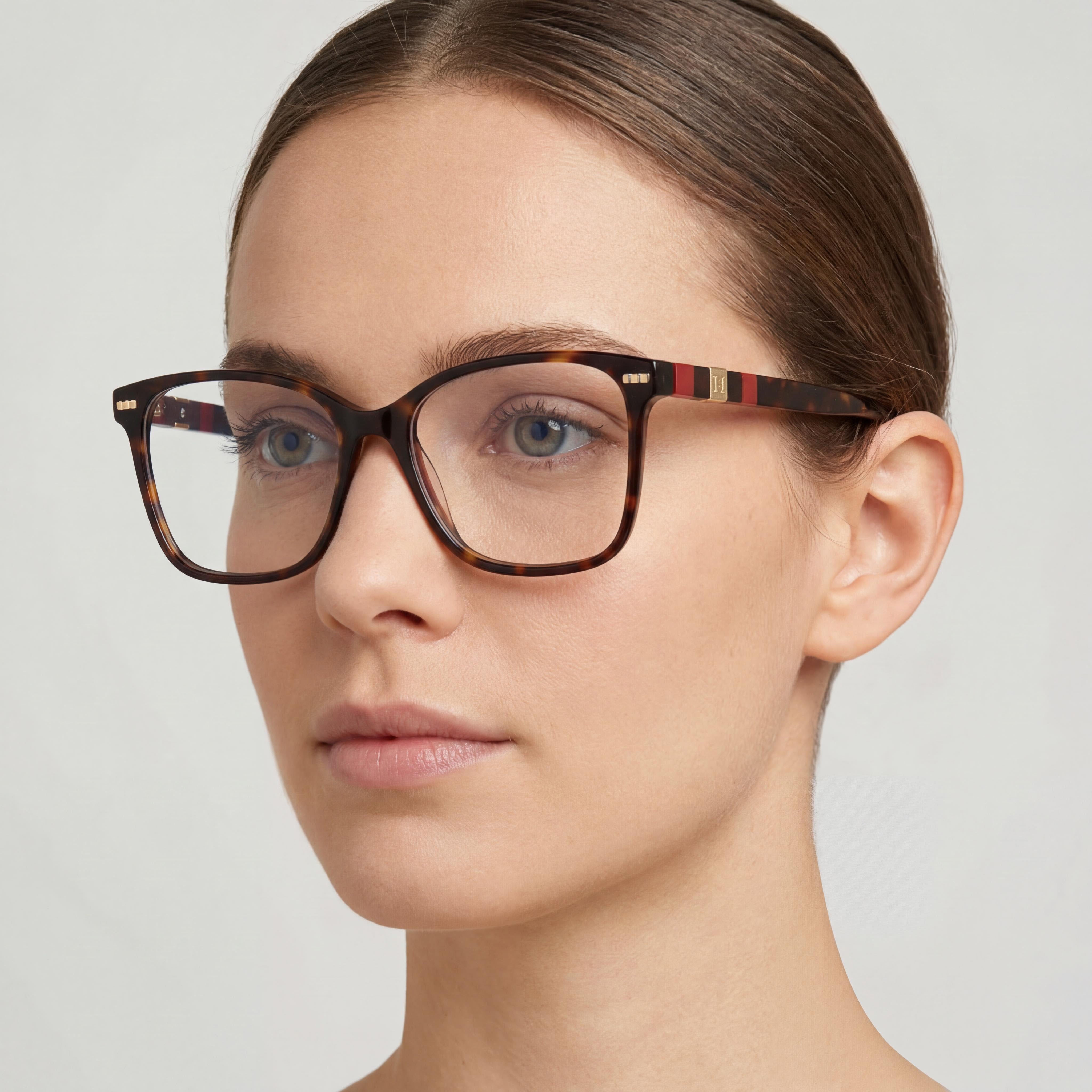 Gafas Carolina Herrera Her 0108 estilo moderno para mujer con montura de acetato y lentes de policarbonato rojo habana de 54 mm, Photo 4