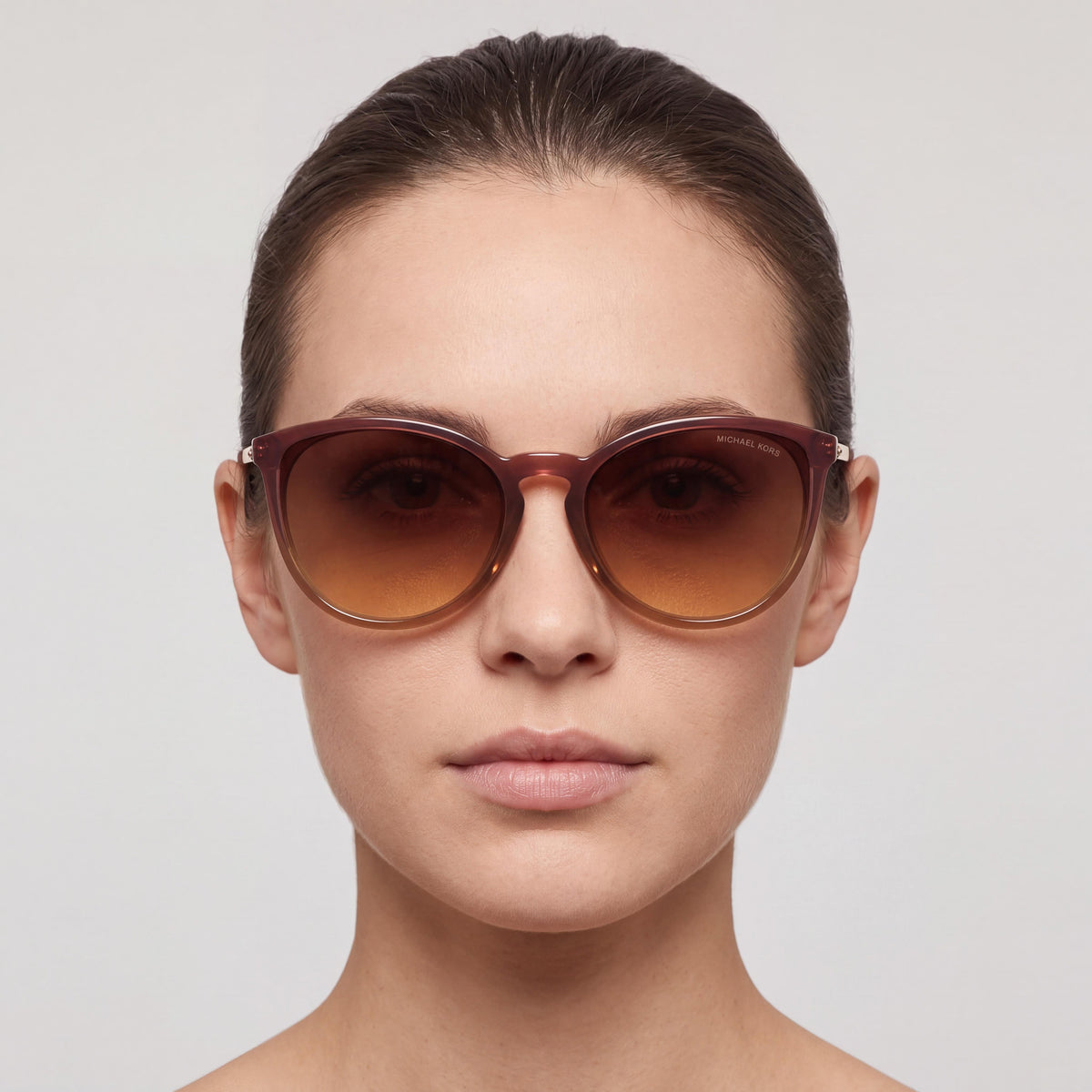 Michael Kors 2080u Chamonix Women's Round Plastic UV Protection Sunglasses Dusty Rose Light Brown/Purple Amber Gradient 56mm, Photo 4