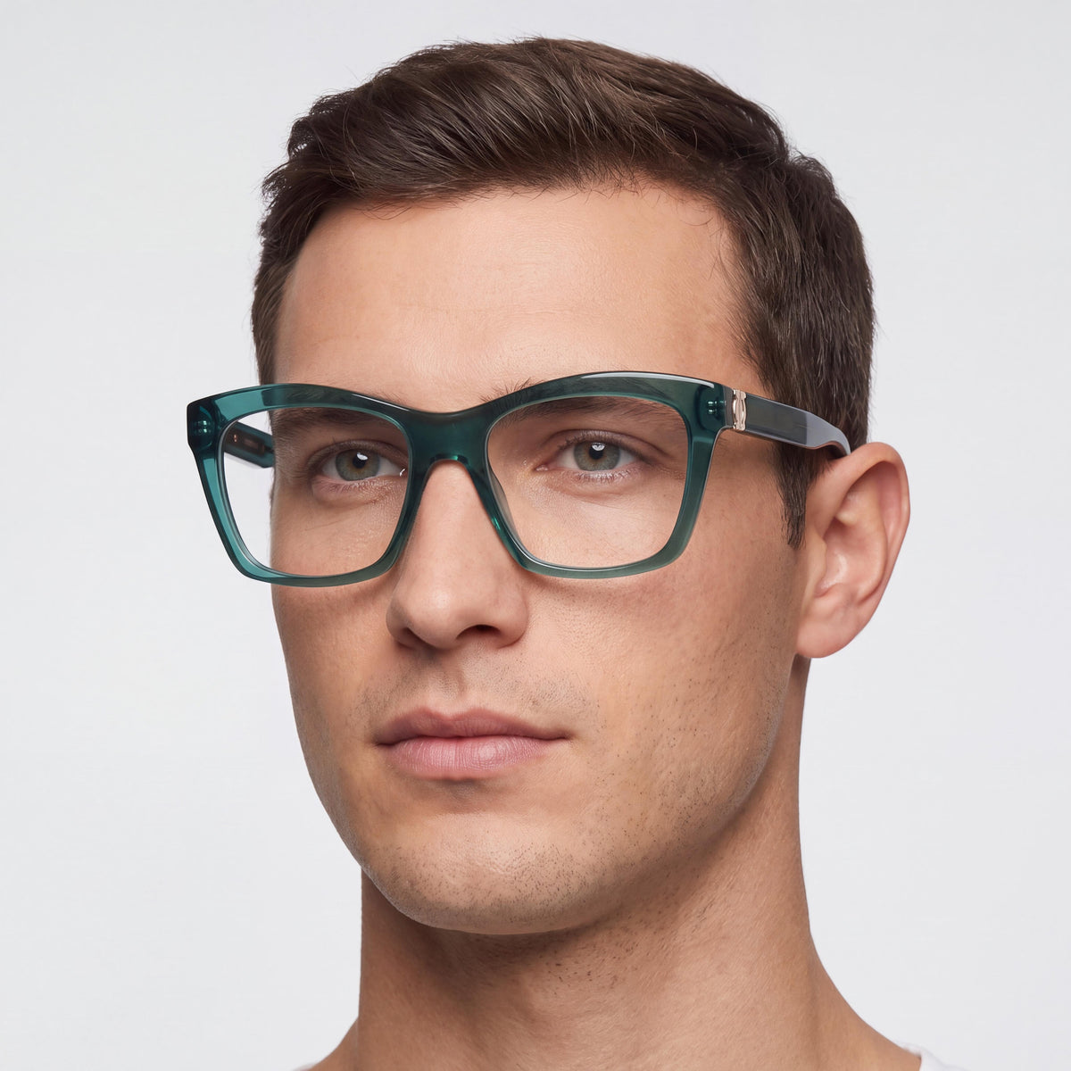 Gafas Ferragamo Sf3022 de acetato transparente color caqui para hombre, con lentes de policarbonato sin graduación, 53 mm de ancho de lente, Photo 4