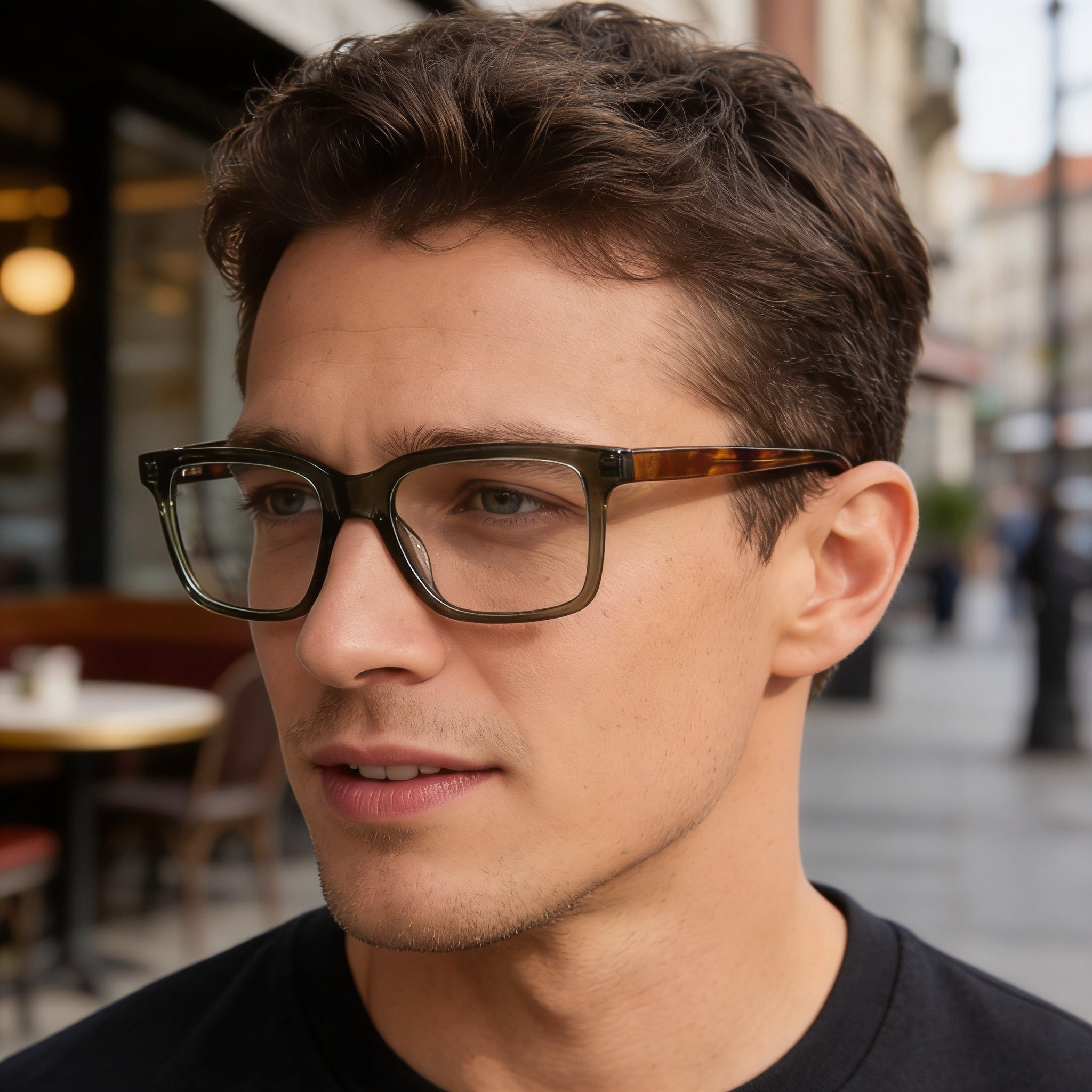 rag & bone Men's Casual Style Optical Frames Eyeglasses with Green Acetate Frames and Clear Plastic Lenses 53mm, Photo 4