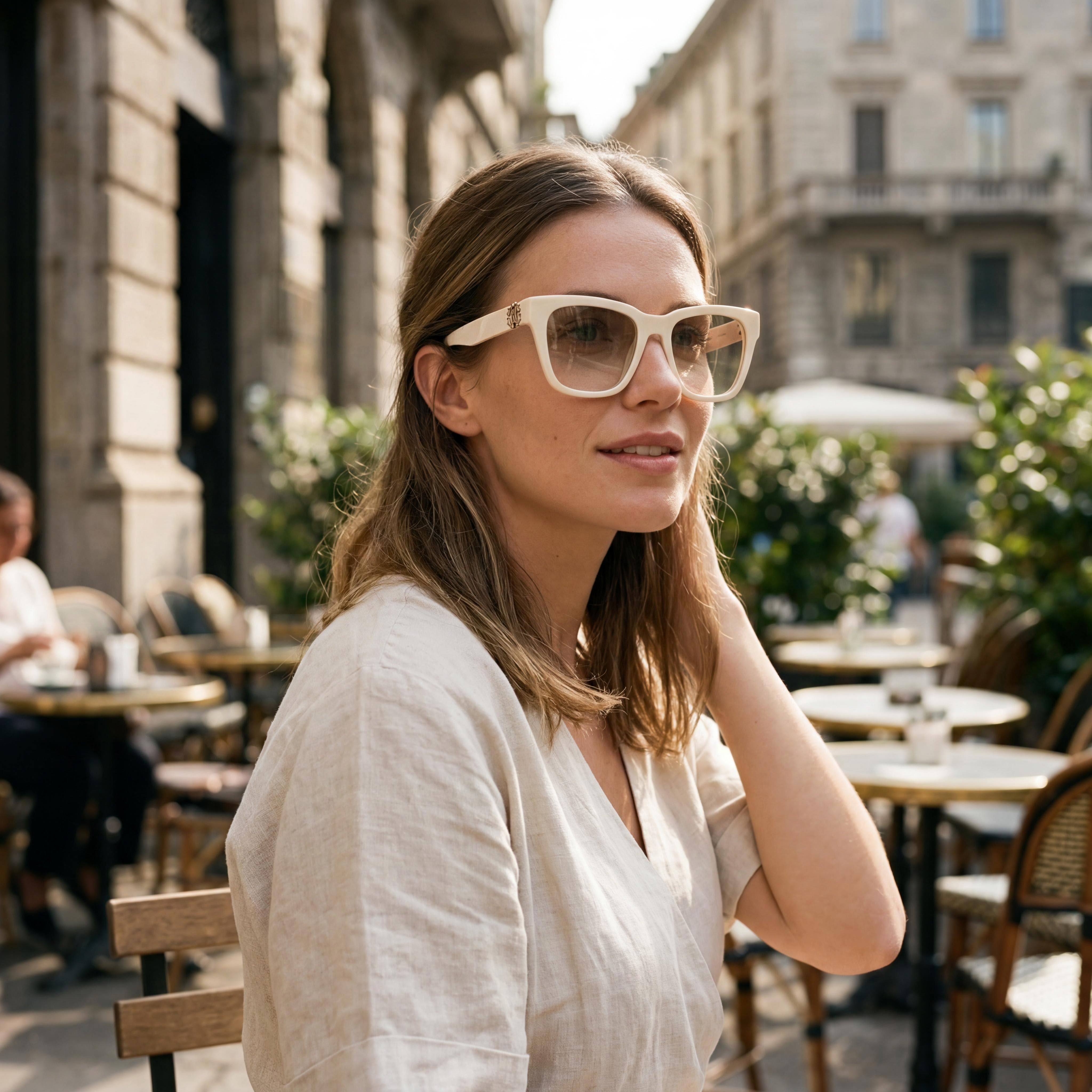 ROBERTO CAVALLI Modern Women's Acetate Sunglasses, Shiny Vintage Havana Frame, Bianco Neve Lucido Lenses, 54mm, Photo 6