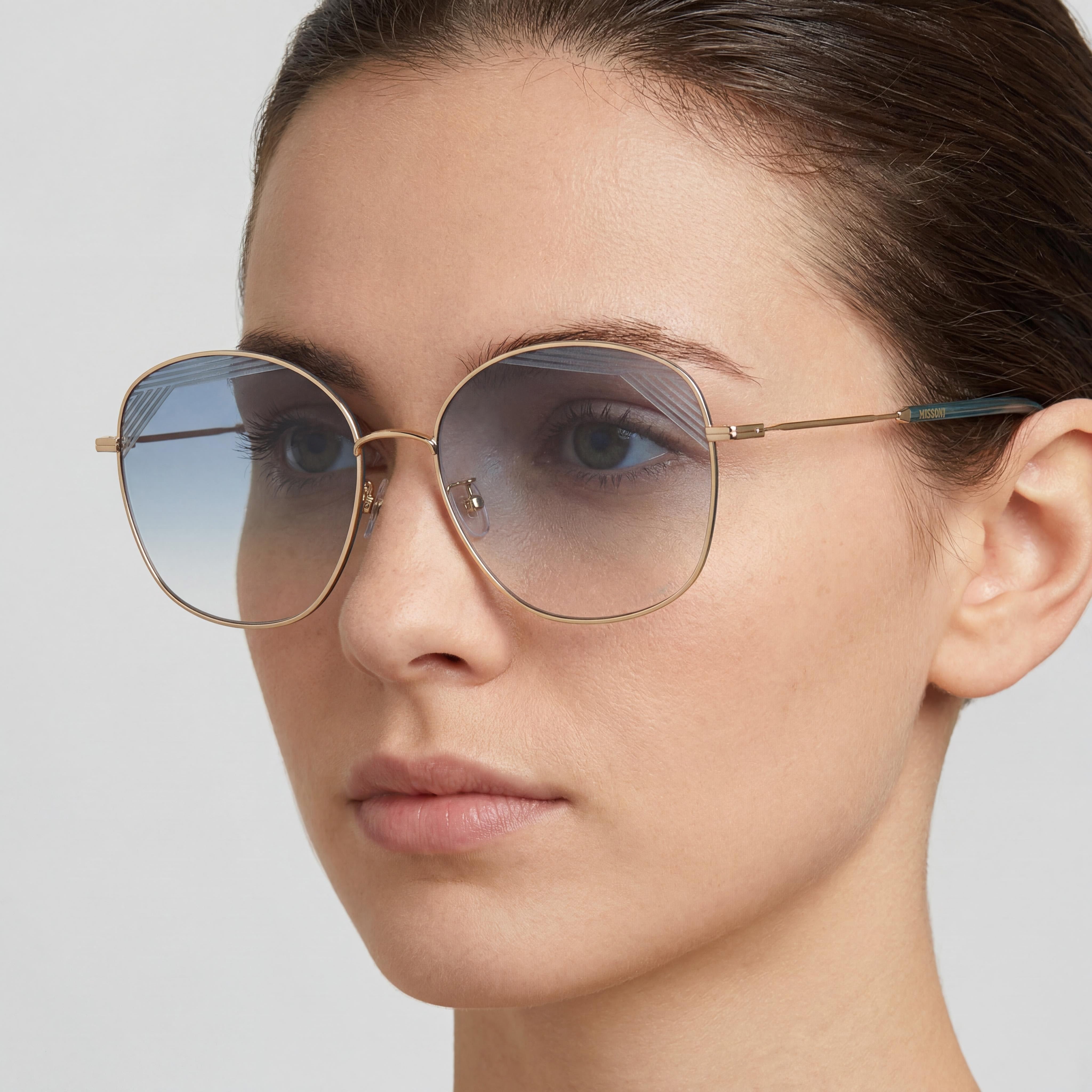 Gafas de sol M Missoni Spillo para mujer, con montura de acero de aleación, degradado en dorado y verde, 59 mm, Photo 4
