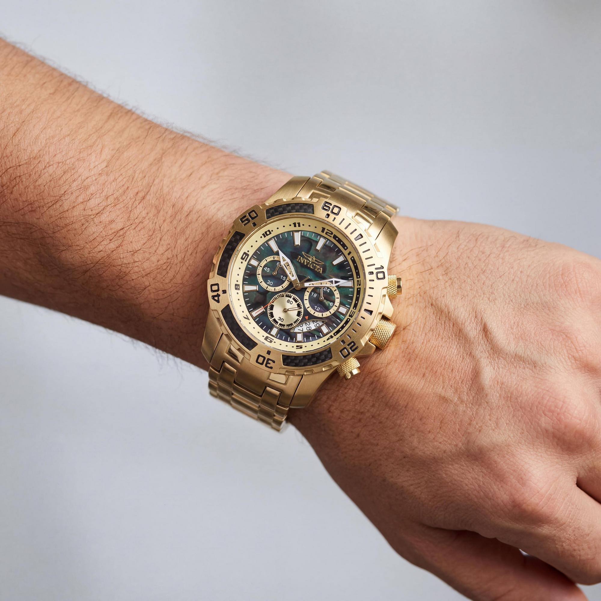 Invicta Pro Diver SCUBA 49854 Unisex Gold Stainless Steel Chronograph Quartz Watch with Black Dial 51mm, Photo 4
