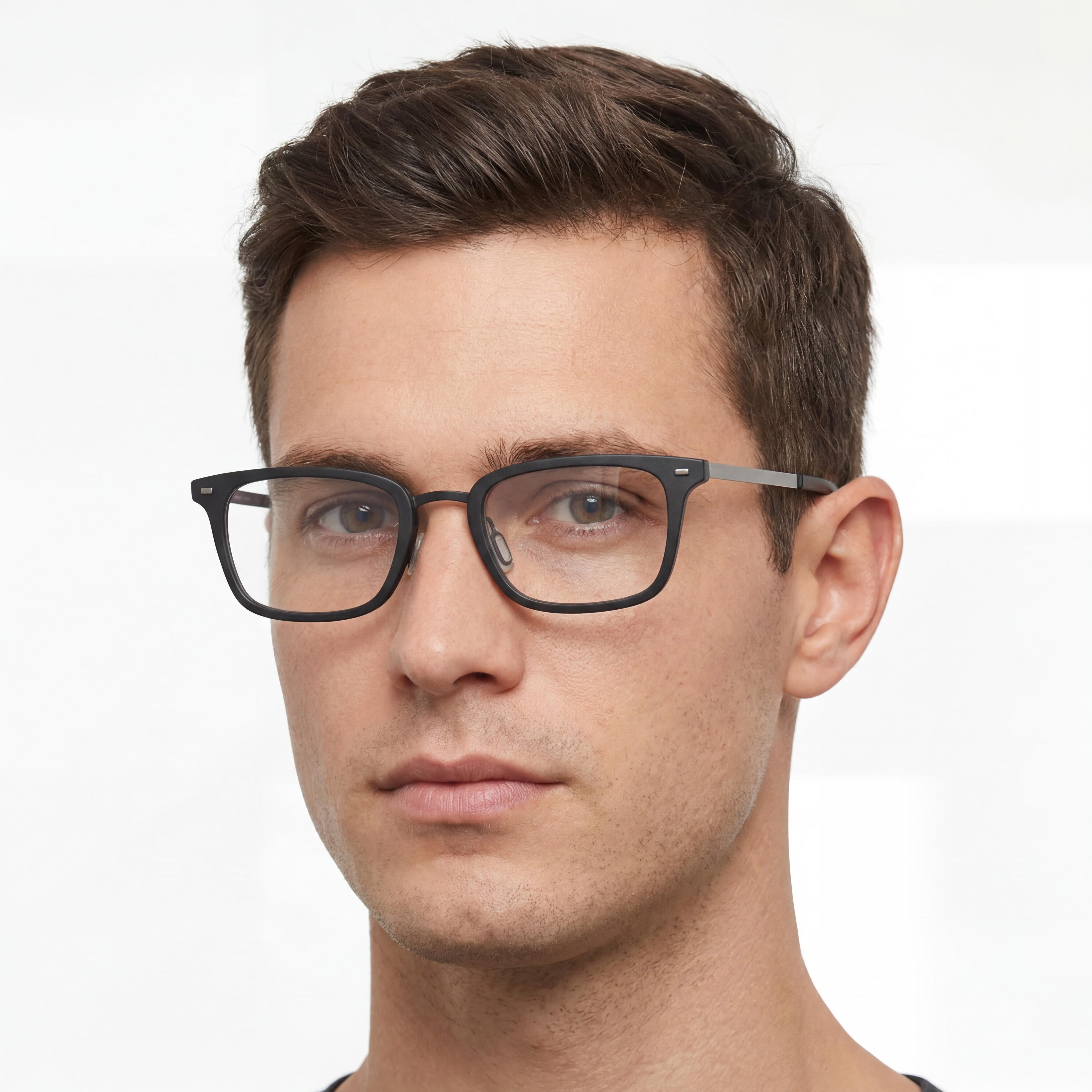 Gafas unisex Flexon B2021 con montura completa, rectangular, de metal y color negro, de policarbonato, no polarizadas, 54-20-145 mm, Photo 4