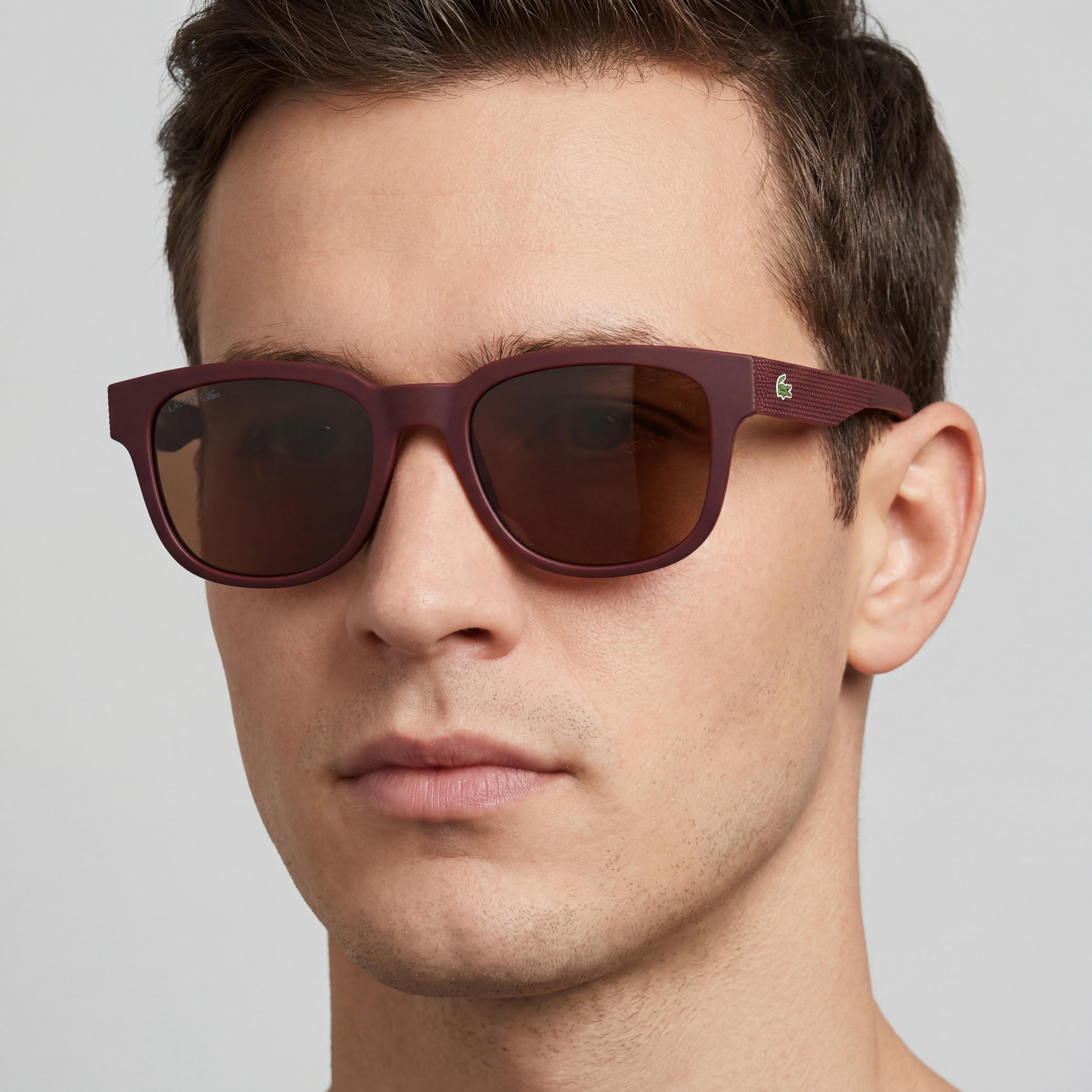 Gafas de sol Lacoste modernas unisex de plástico mate rojo no polarizadas con protección UV 53 mm, Photo 5