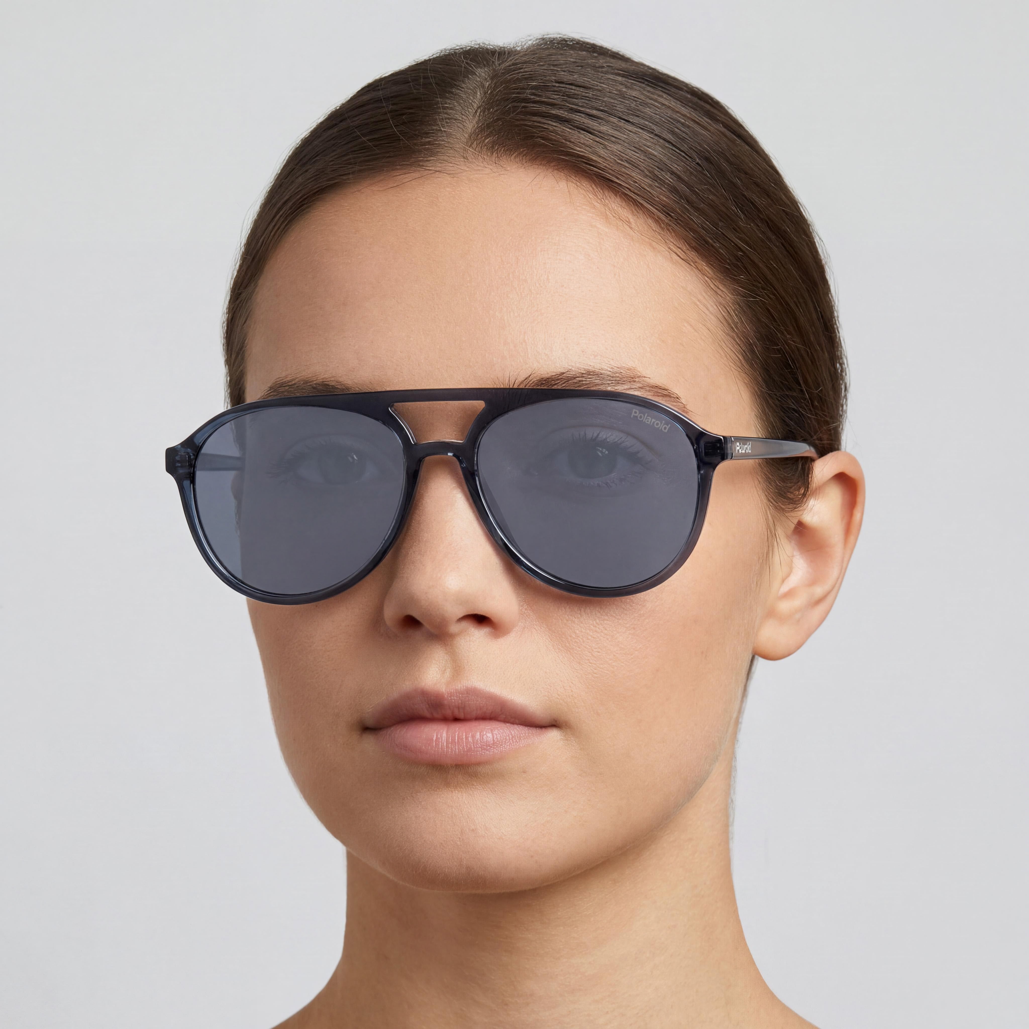 Polaroid Casual Women's Polycarbonate Grey Blue Frame Blue Lens Polarized 100% UV Pilot Sunglasses 56mm, Photo 5