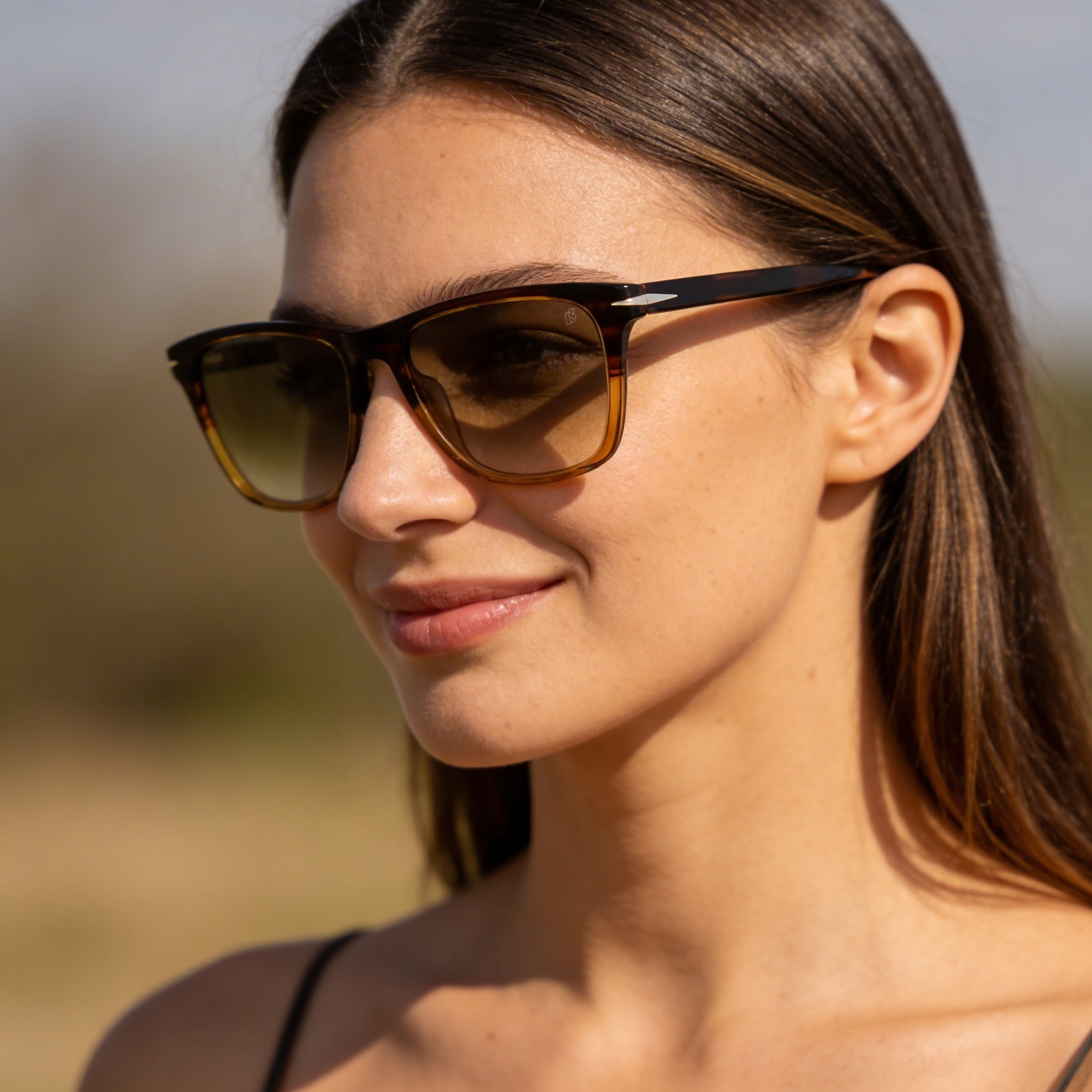 David Beckham Classic Unisex Acetate Frame Brown Stripped Brown UV Protected Non-Polarized Sunglasses 55mm, Photo 3