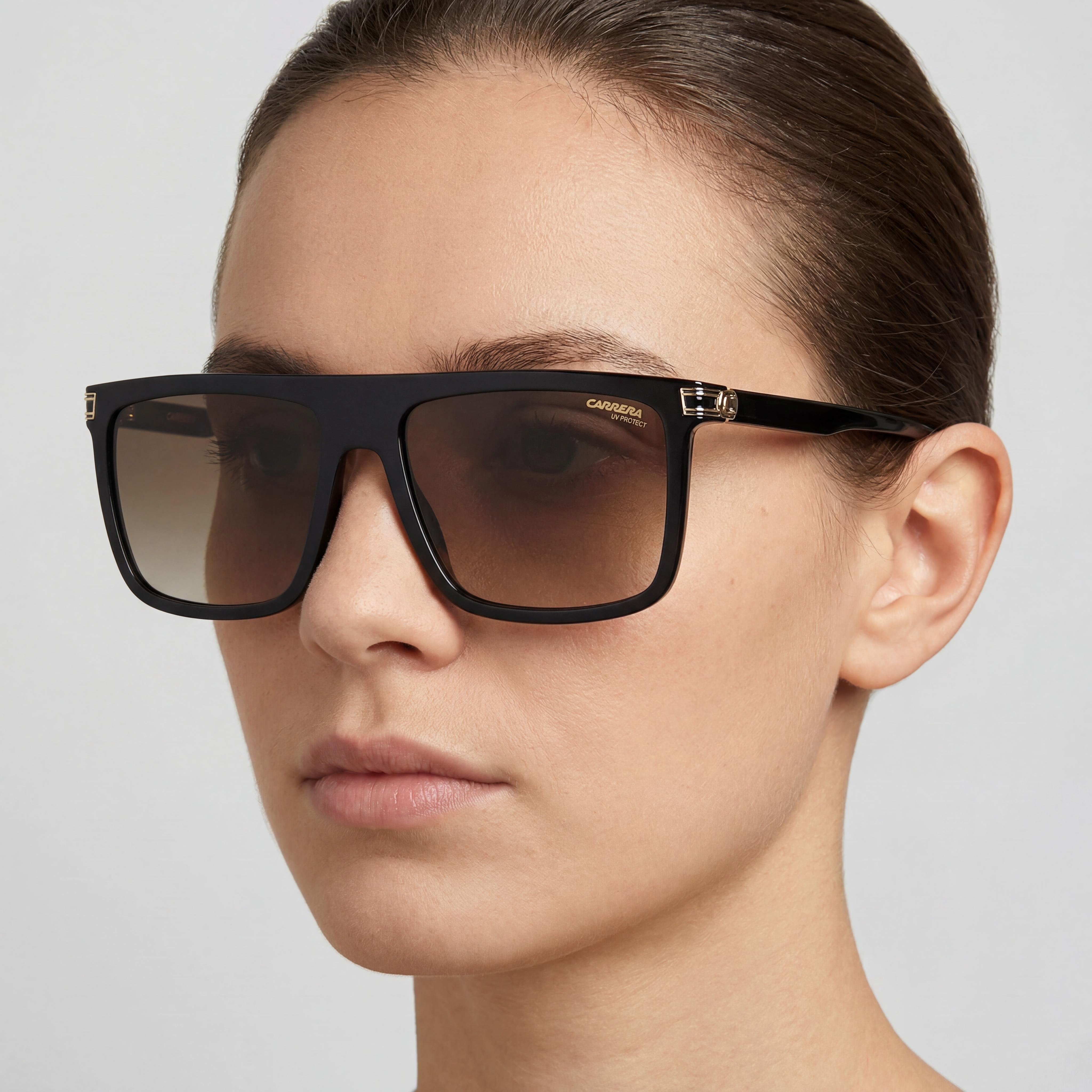 Gafas de sol Carrera 1048/S unisex con montura de poliamida negra, color gris y marrón, sin polarizar, protección UV, 58 mm, Photo 5