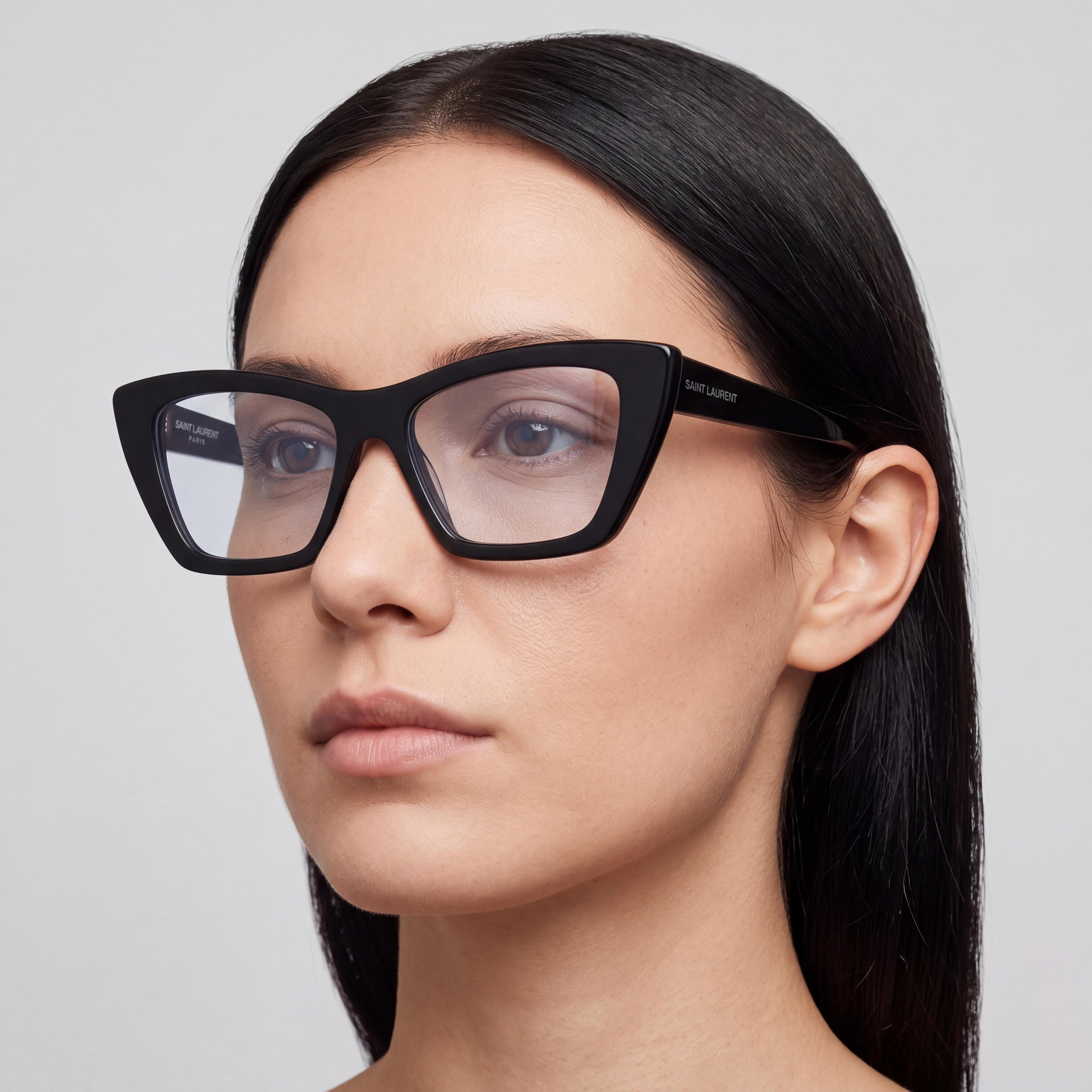 Yves Saint Laurent New Wave Cat Eye Eyeglasses for Women, Black / Transparent Acetate Frame, Size 51-16-145mm, Photo 4