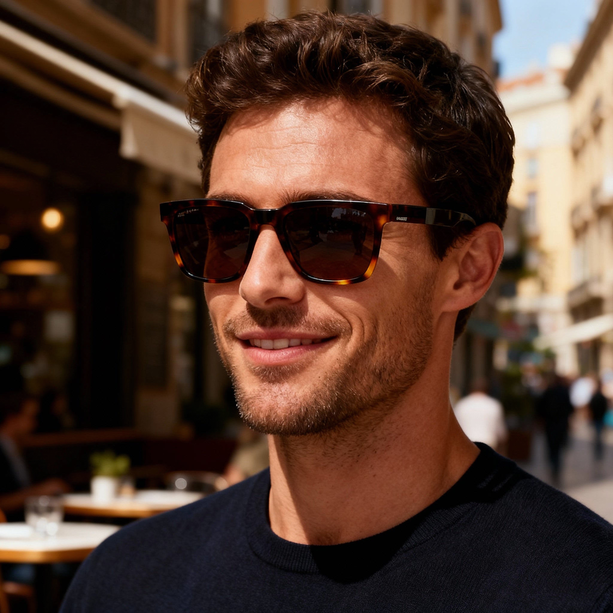 Lacoste Modern Men’s Havana Acetate Rectangular Brown Non-Polarized UV Protection Sunglasses 54mm, Photo 4