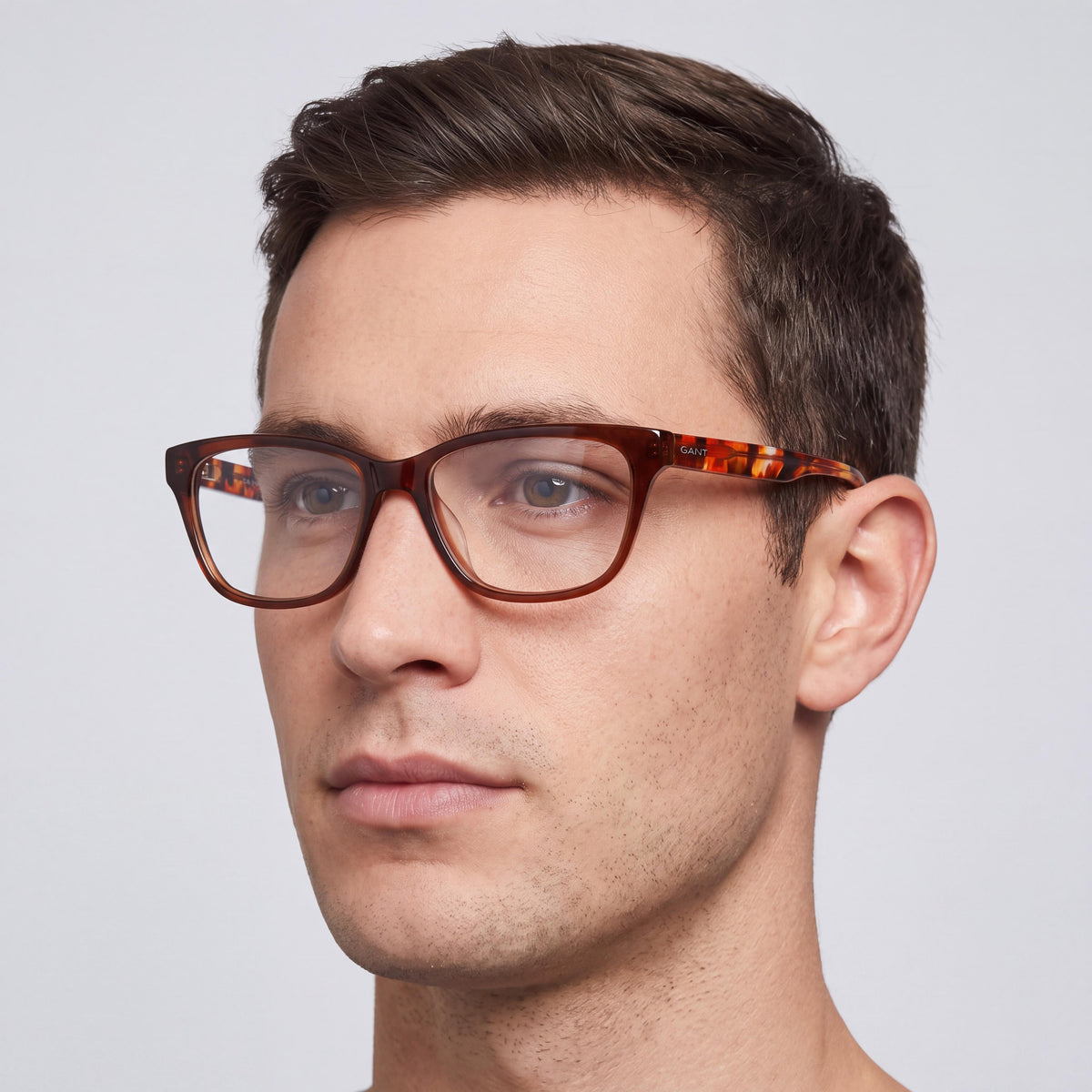 GANT 405704851 Gafas de hombre marrones de material compuesto, equipadas con lentes de demostración transparentes y listas para colocar lentes graduadas personalizadas, Photo 3