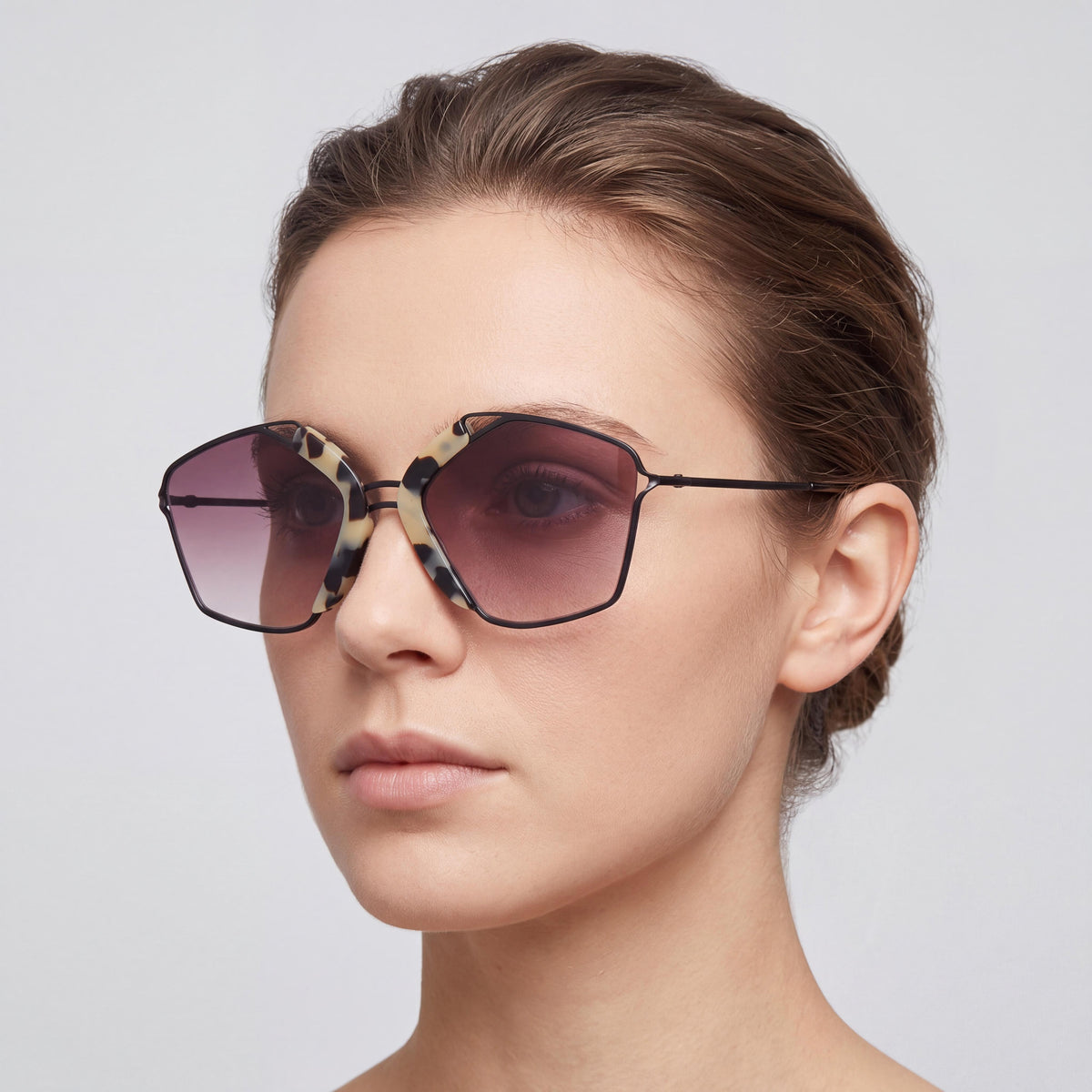 Kyme Gala 1 Women's Havana Cream Composite Frame Sunglasses with Glossy Black Non-Polarized Lenses 57mm, Photo 3