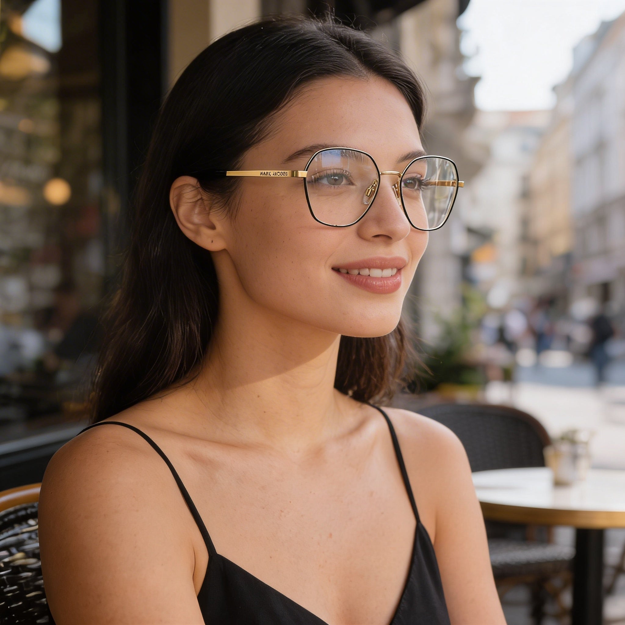 Gafas de vista Marc Jacobs Marc 476/G/N para mujer, de metal, color negro y dorado, 54 mm, Photo 5