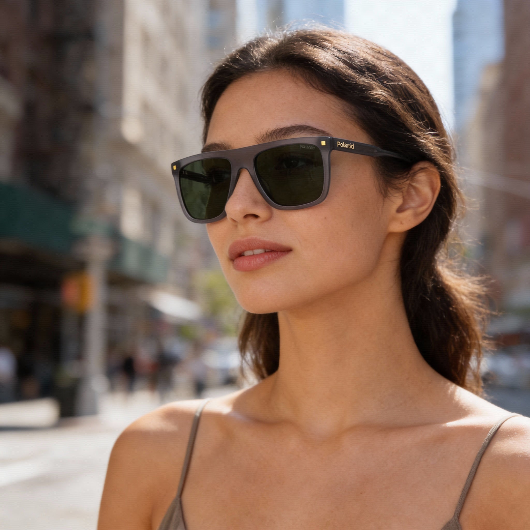 Gafas de sol Polaroid Casual Unisex de acetato polarizadas 100 % UV con montura gris y lentes verdes de 56 mm, Photo 5