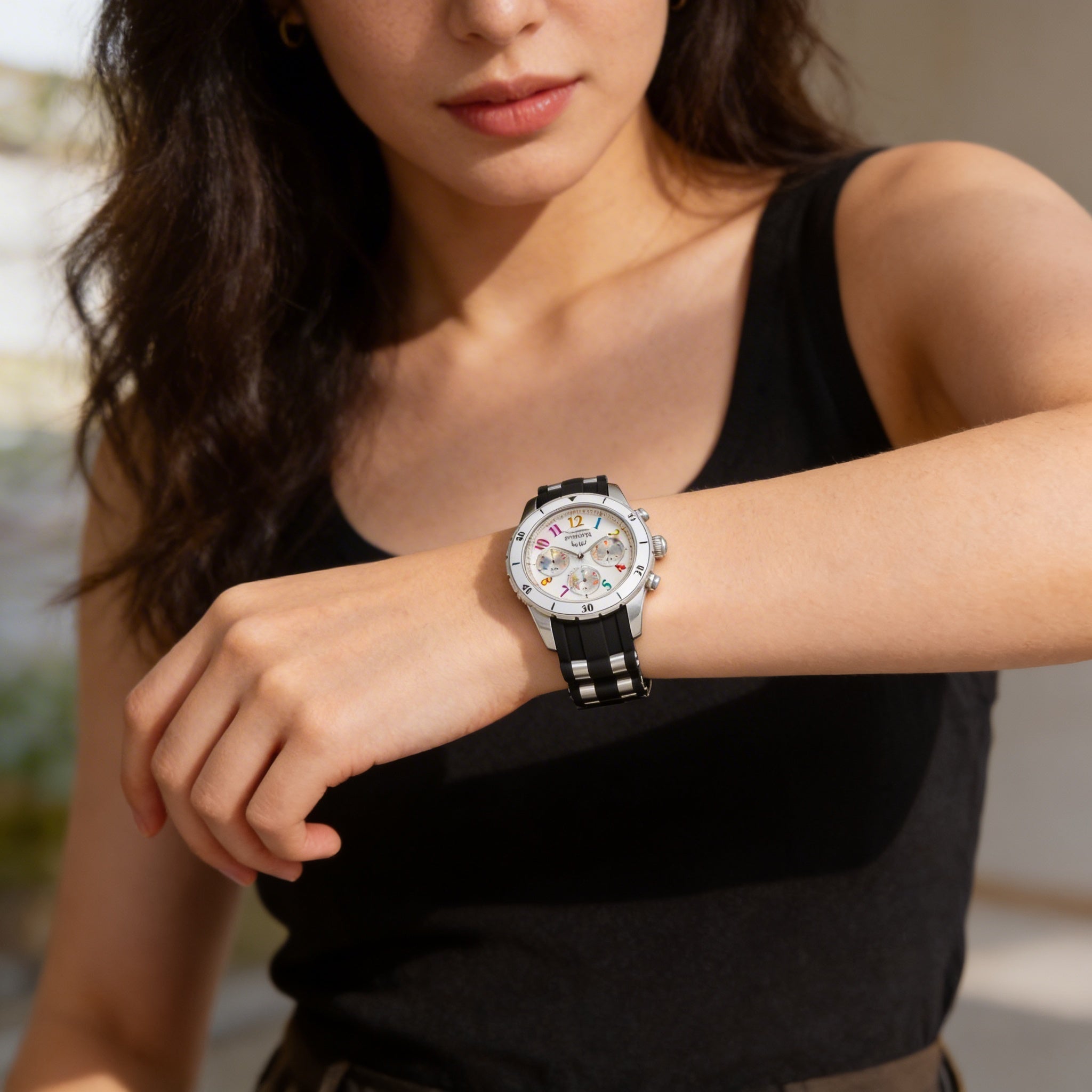 Reloj cronógrafo unisex Invicta Angel 49802 con caja de acero inoxidable plateada y correa de silicona, 40 mm, Photo 5