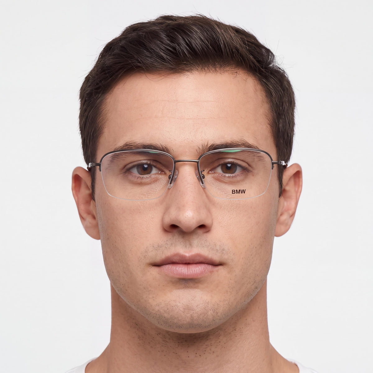 BMW BW 5068 -H 009 Unisex Half-Rim Black Plastic Eyeglasses Frames with Clear Demo Lenses, Prescription Ready, Photo 4