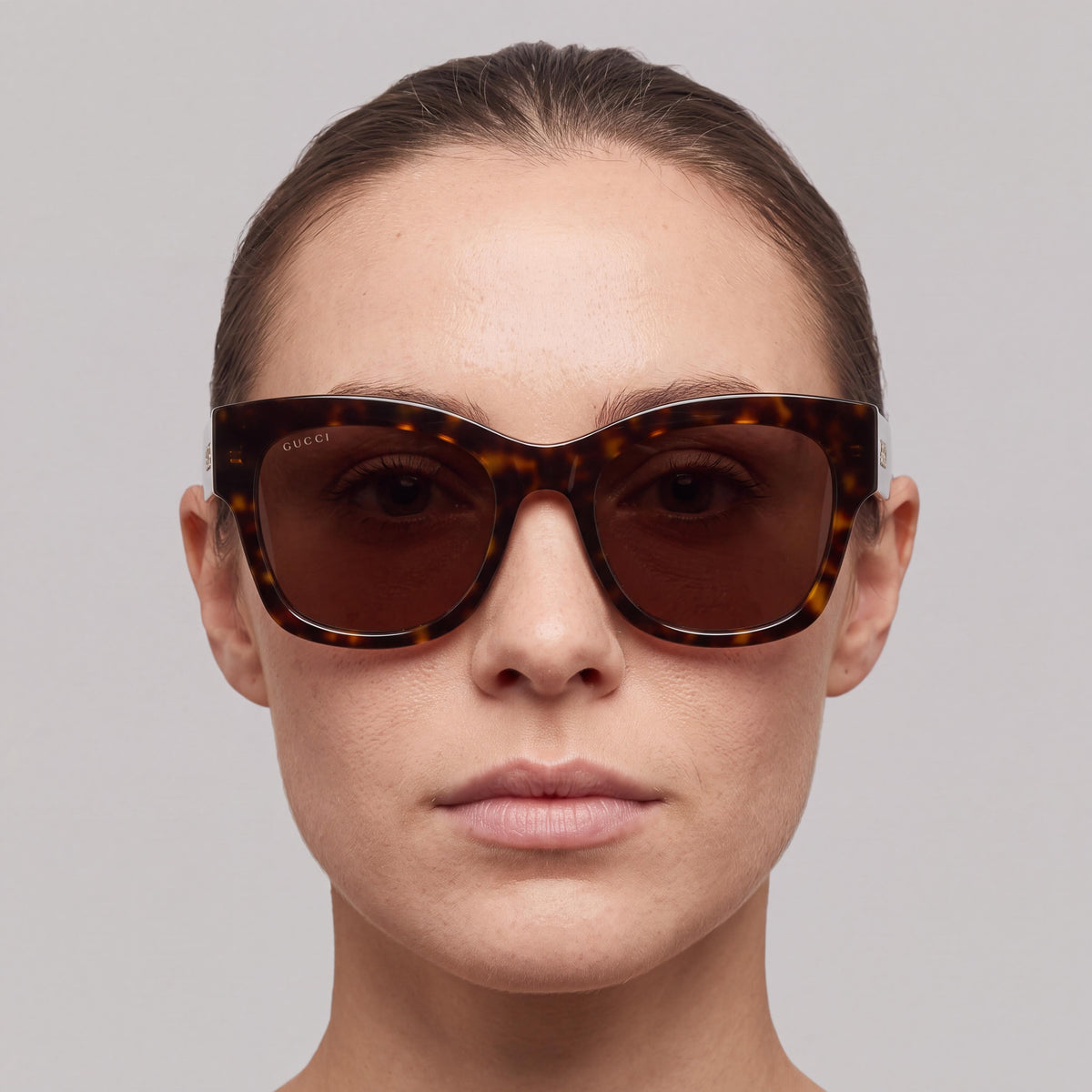 Gucci Women's Classic Square Acetate Havana Tortoiseshell Frame with Non-Polarized Polycarbonate Lenses Sunglasses 53mm, Photo 4