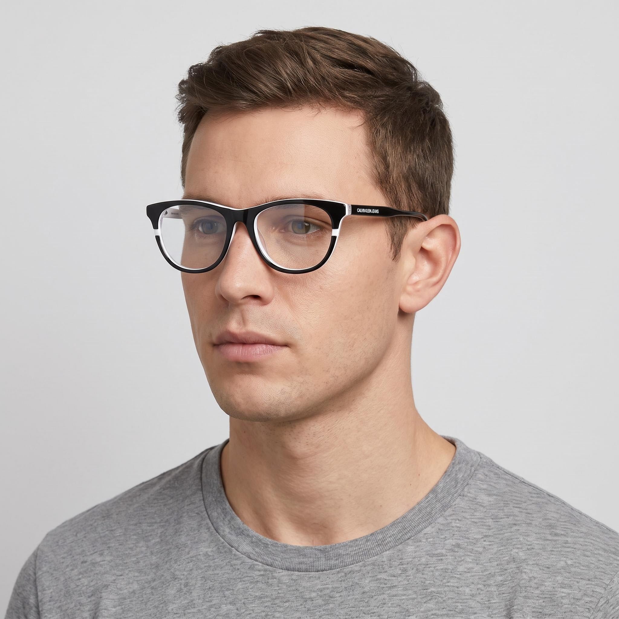 Calvin Klein Ckj20641 Gafas de hombre con montura de metal blanco y negro con lentes de 53 mm, Photo 3