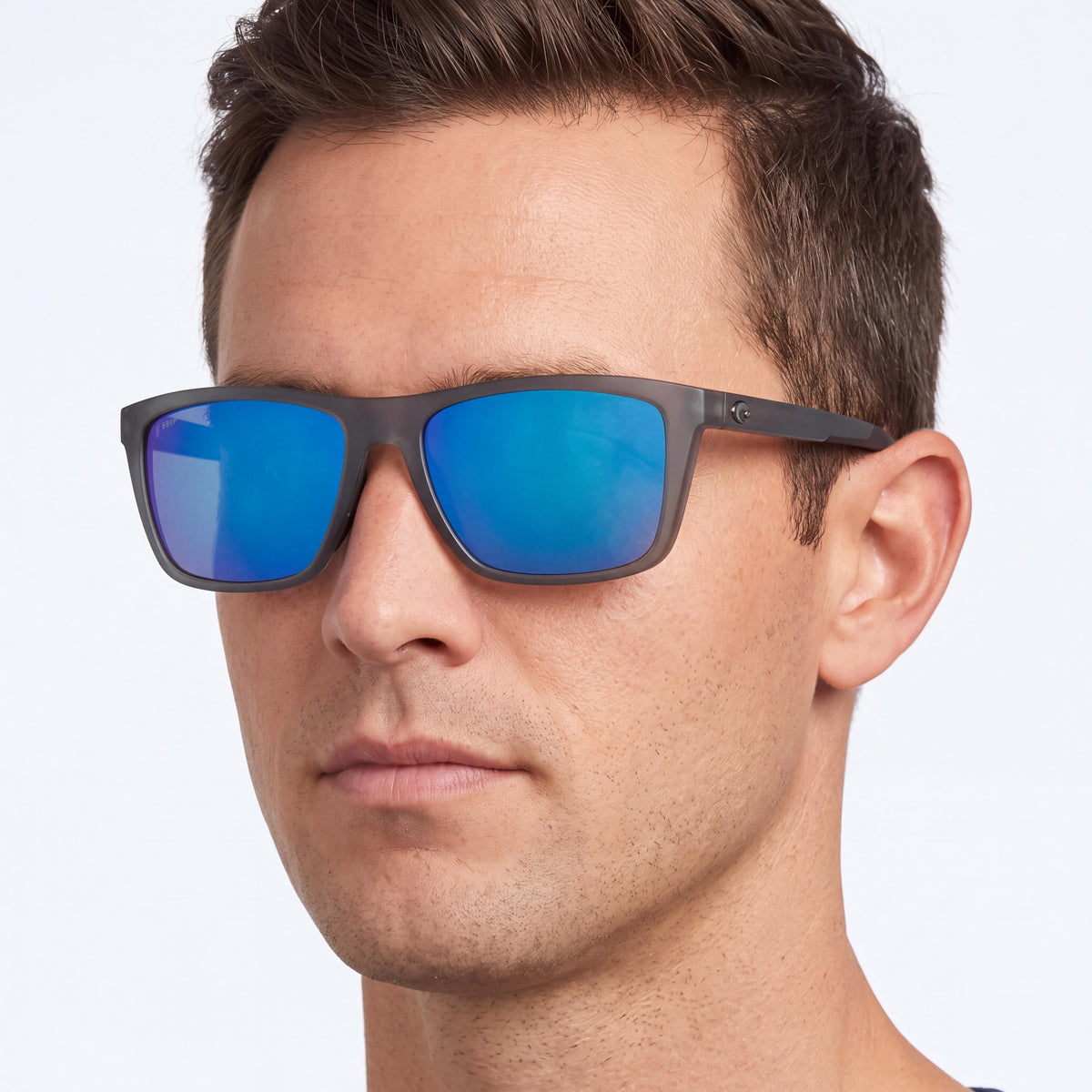 Costa Del Mar Mainsail XL Men's Polarized Square 59mm Sunglasses - Matte Grey Smoke Frame, Blue Mirrored Lens, 100% UV, Photo 3