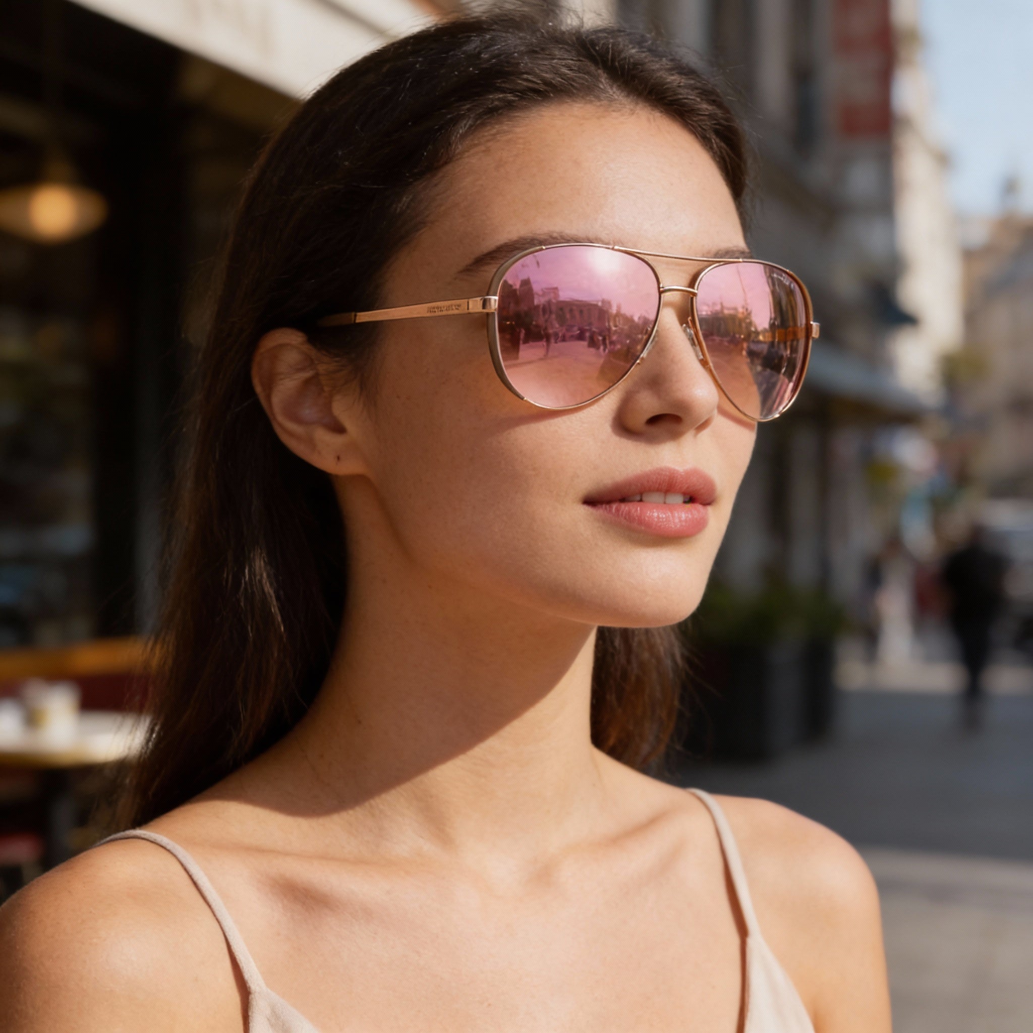 Michael Kors Mk5004 Chelsea Women's Rose Gold Taupe Frame Rose Gold Flash Mirror Lens 59mm UV400 Sunglasses, Photo 6