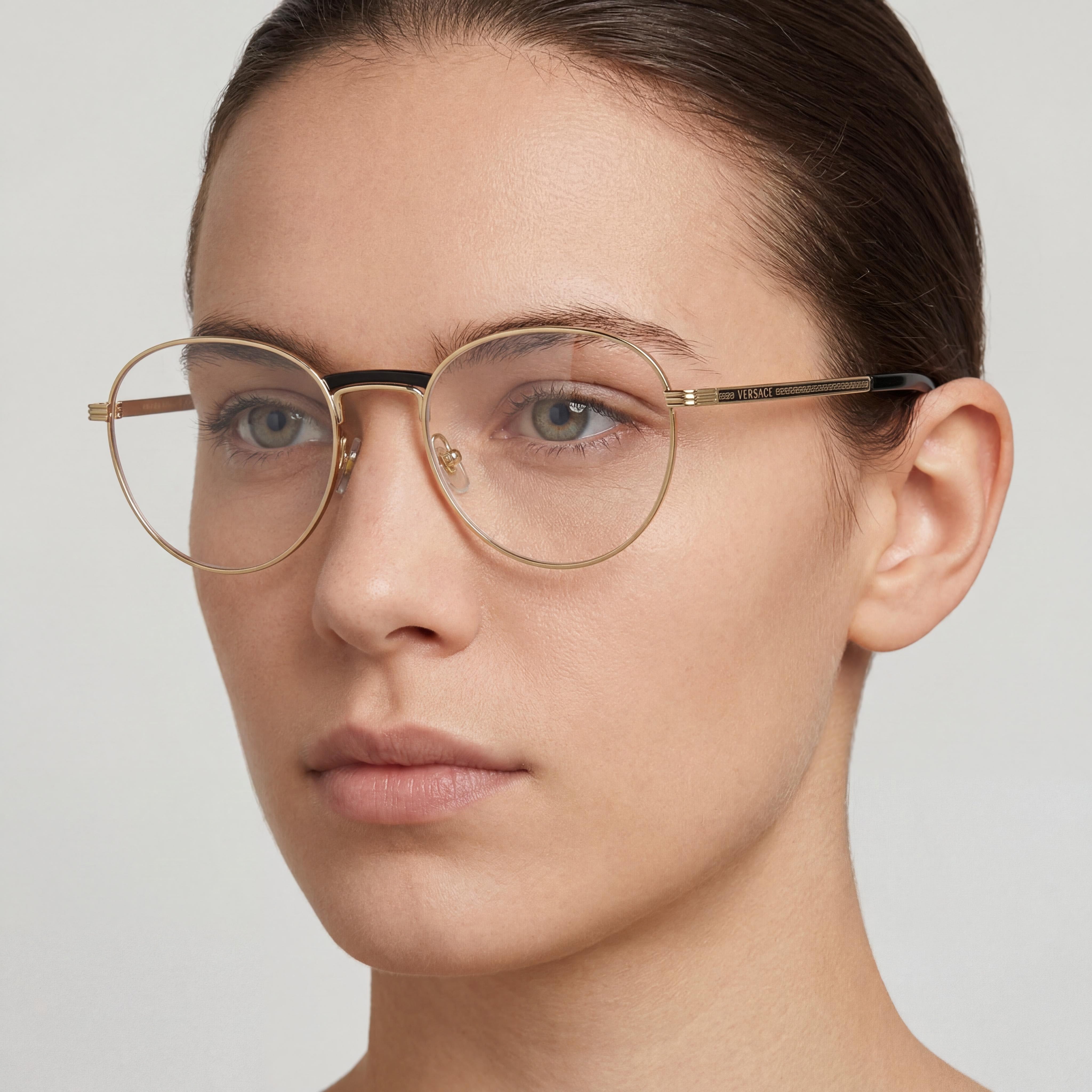 Versace Ve 1279 Eyeglasses, Phantos Design, Gold Metal Frame for Men and Women, Size 53-20-145mm, Photo 4
