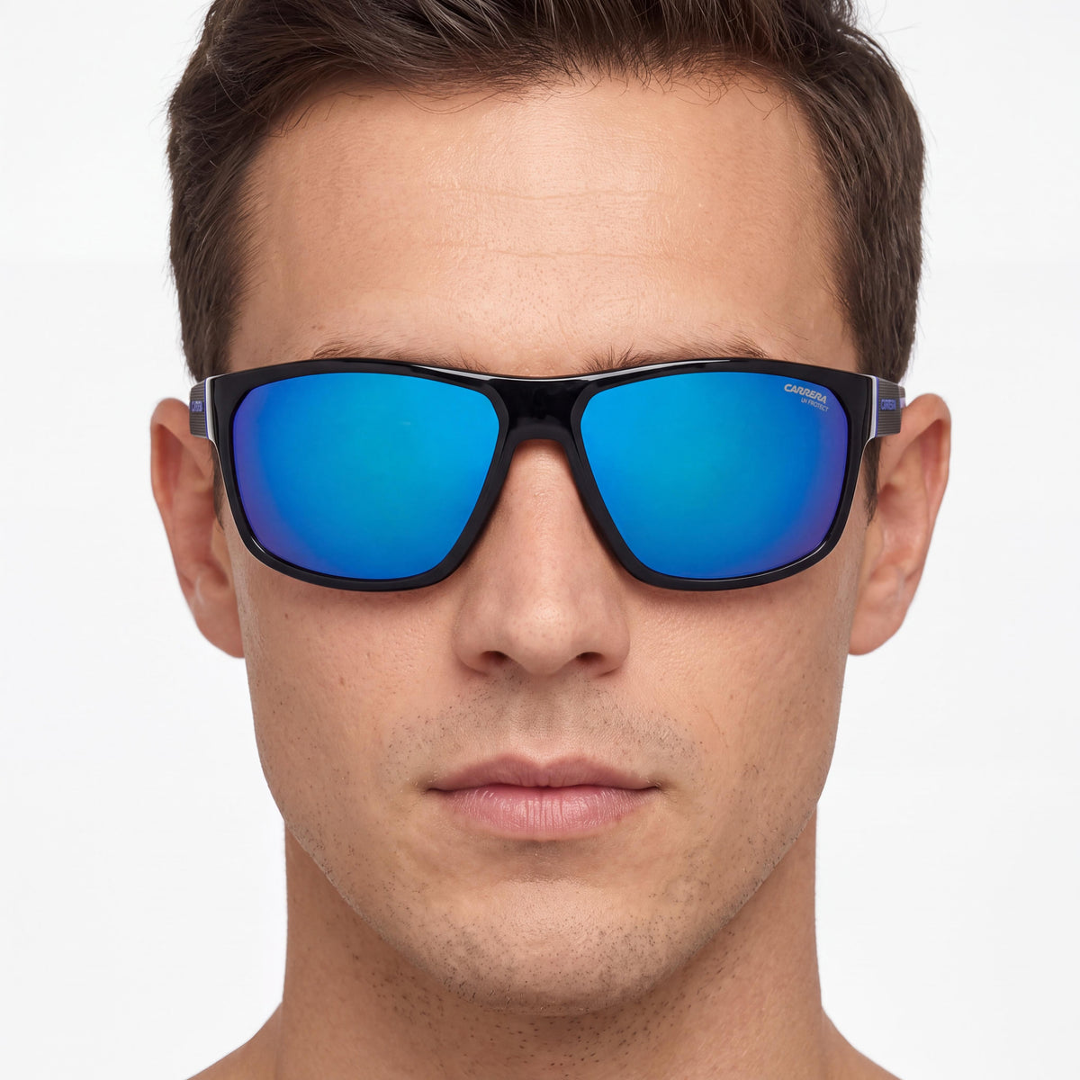 Gafas de sol Carrera Casual para hombre, de poliamida ecológica, color negro y azul, lentes multicapa azules, 100 % protección UV, 63-16-135, Photo 4