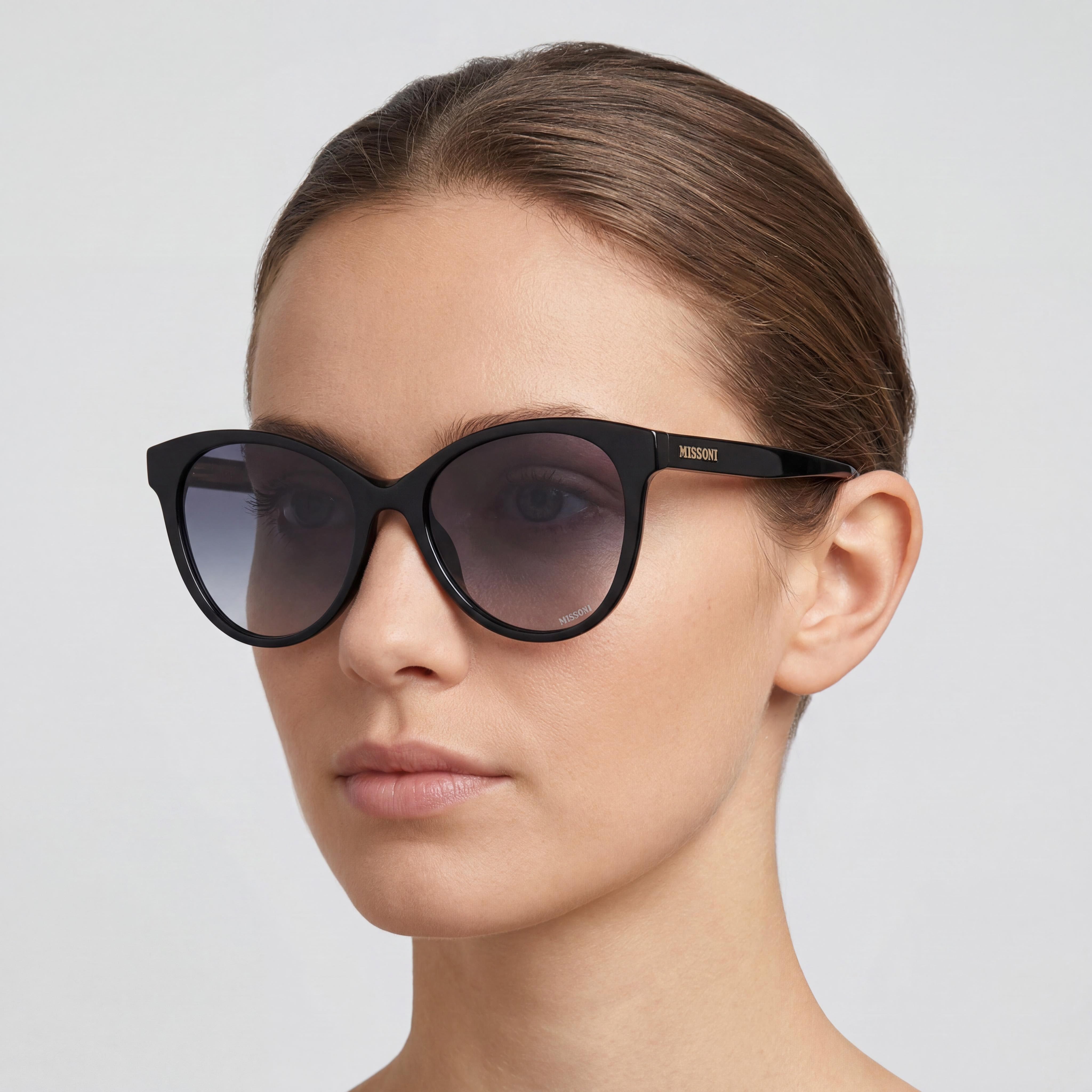 Gafas de sol Missoni Modern para mujer de acetato negro con lentes sombreadas gris oscuro con protección 100% UV 54-18-145 mm, Photo 5