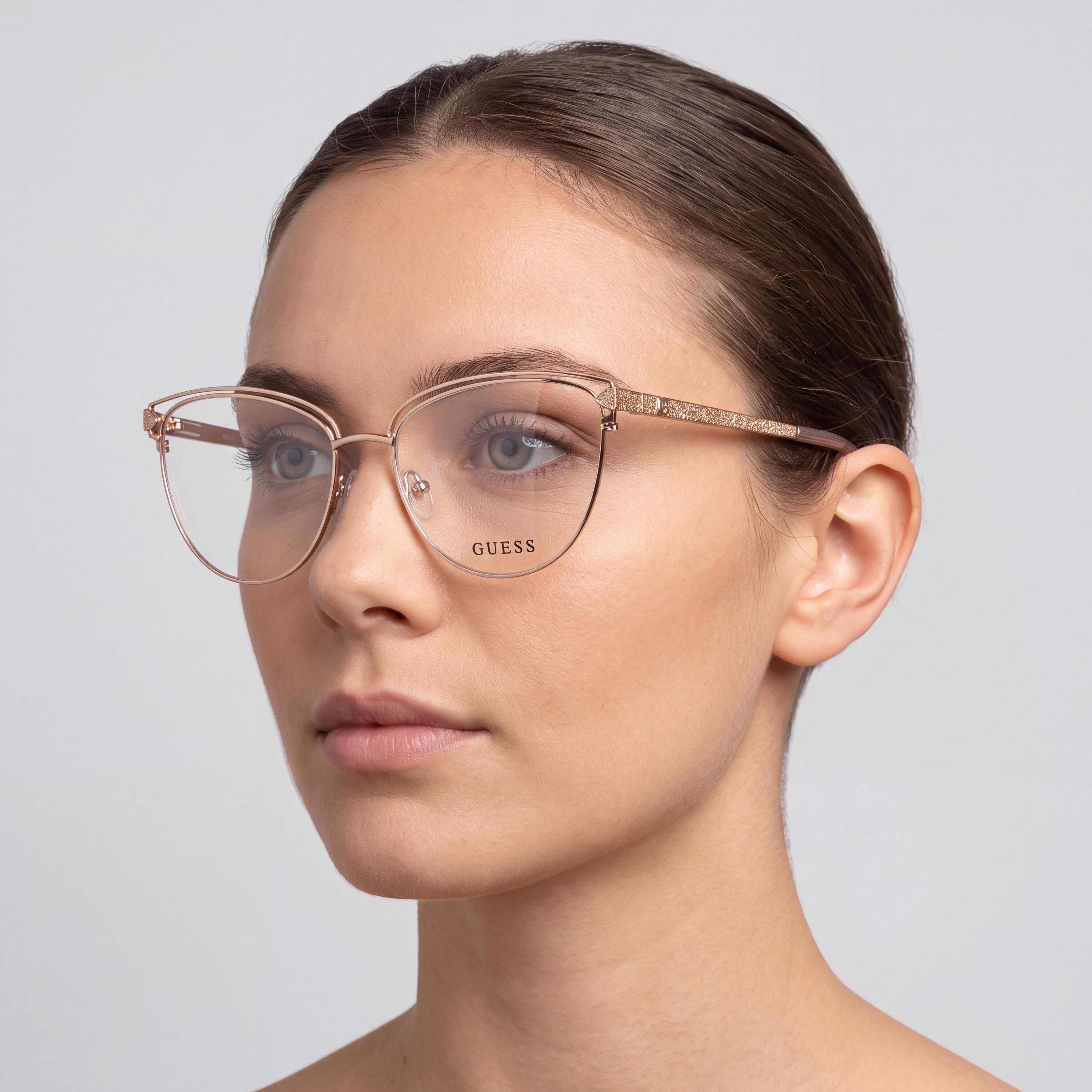 GUESS Gu2685 Women's Cat Eye Sunglasses with Shiny Rose Gold Metal Frame and Shiny Rose Gold Lenses 53mm, Photo 5