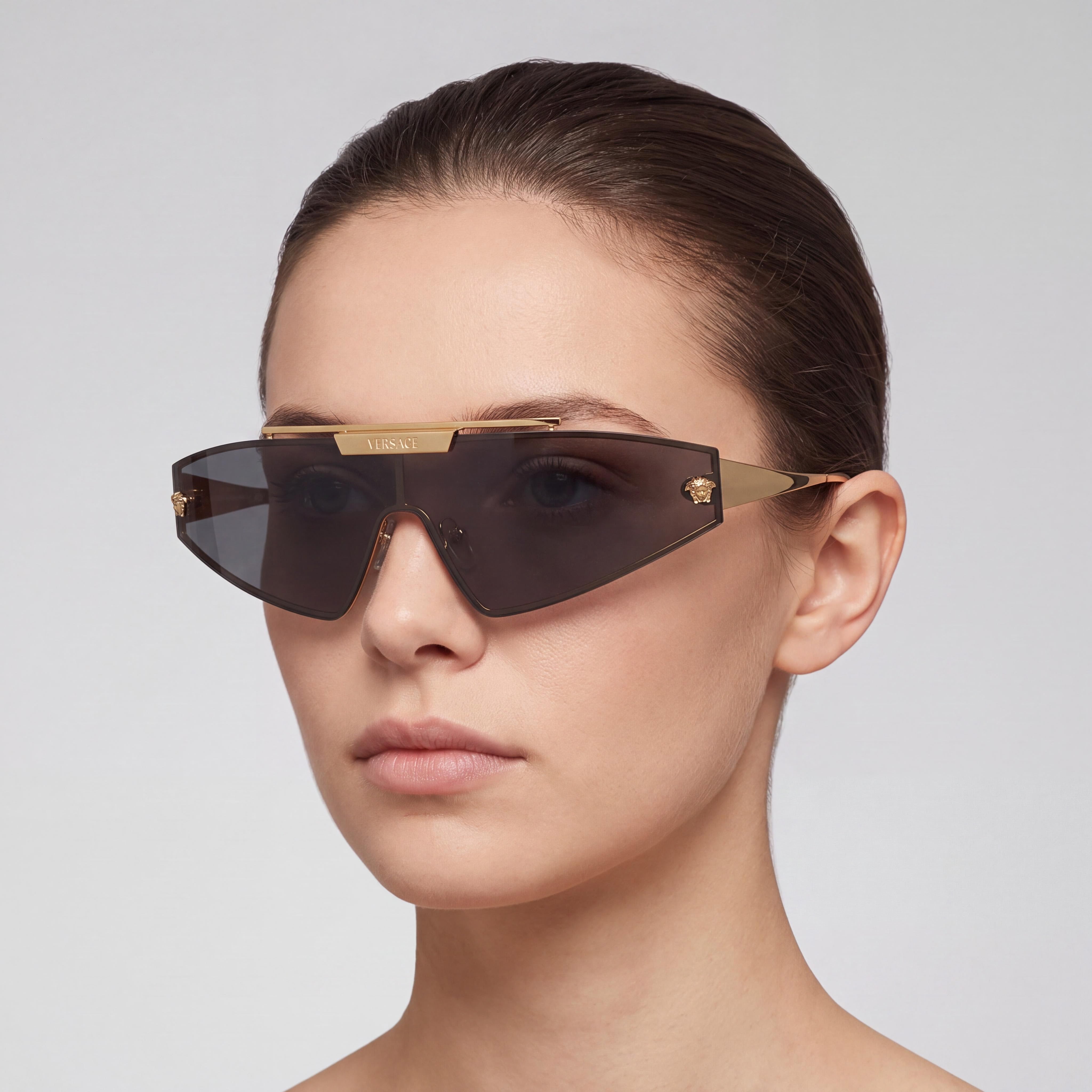 Versace Ve 2265 Women's Gold Metal Frame Sunglasses with Grey Composite UV Protection Lenses 44mm, Photo 4