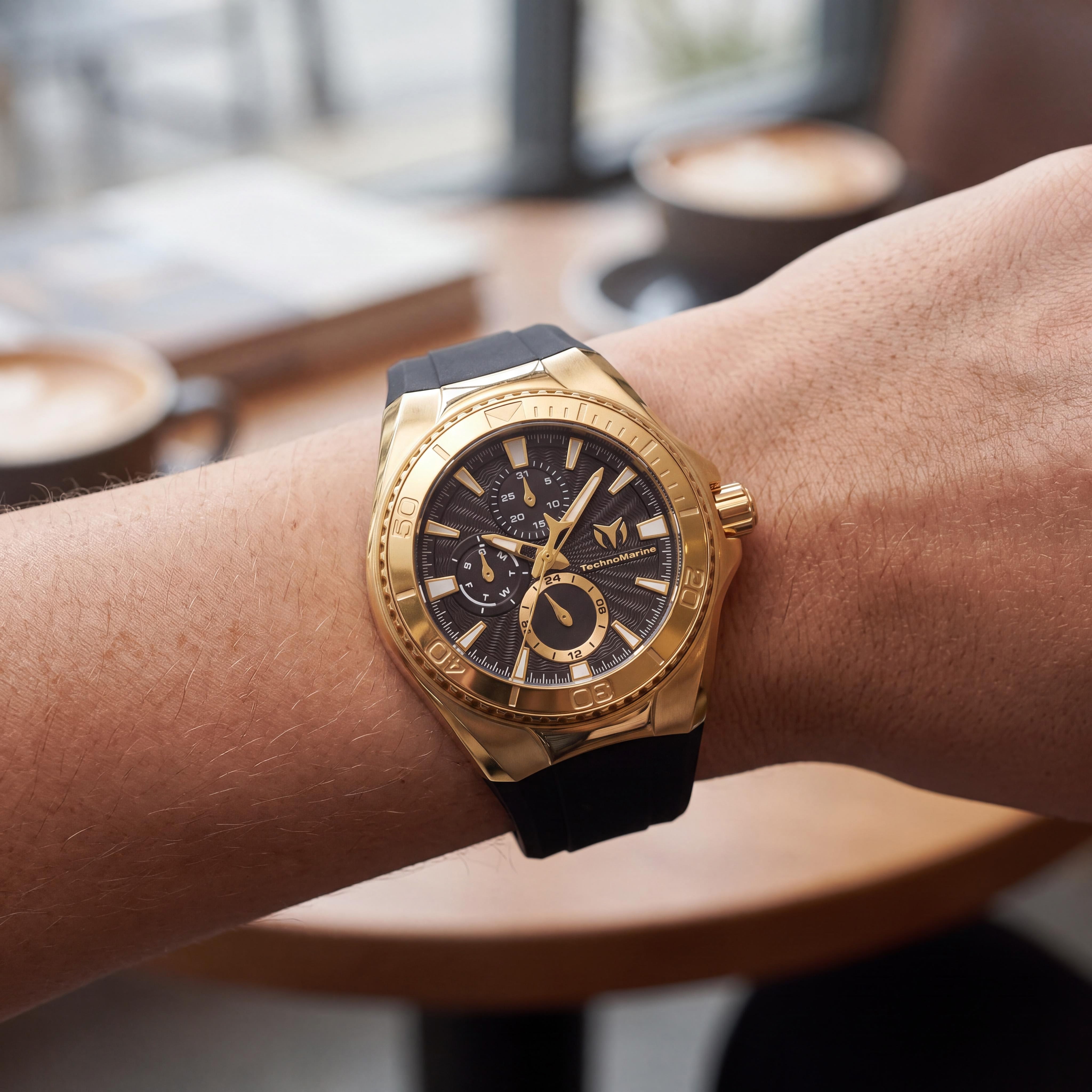 Reloj cronógrafo para mujer TechnoMarine Cruise California TM-124023, oro negro, 3 correas de silicona intercambiables, 40mm, Photo 3
