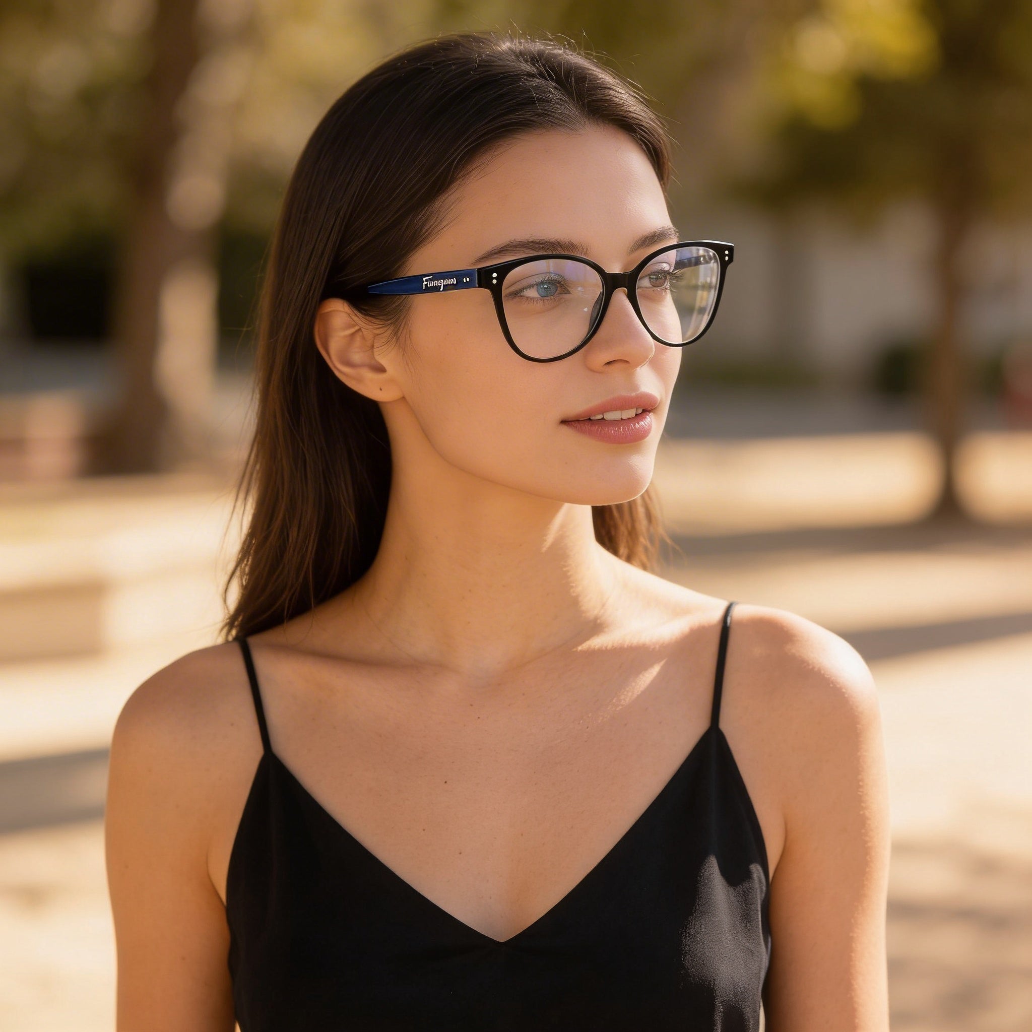 Gafas de plástico Ferragamo Modern Cat Eye para mujer, montura completa, 54 mm, color negro/gris mármol, Photo 6